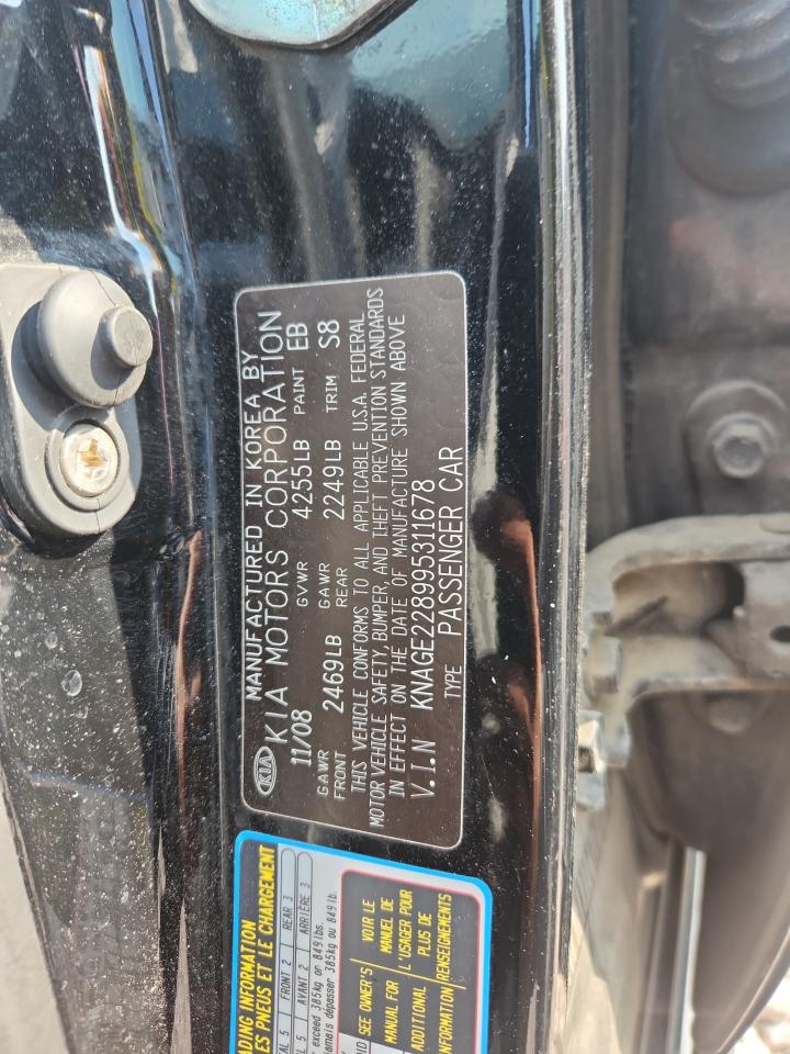 2009 Kia Optima Lx Black vin: KNAGE228995311678