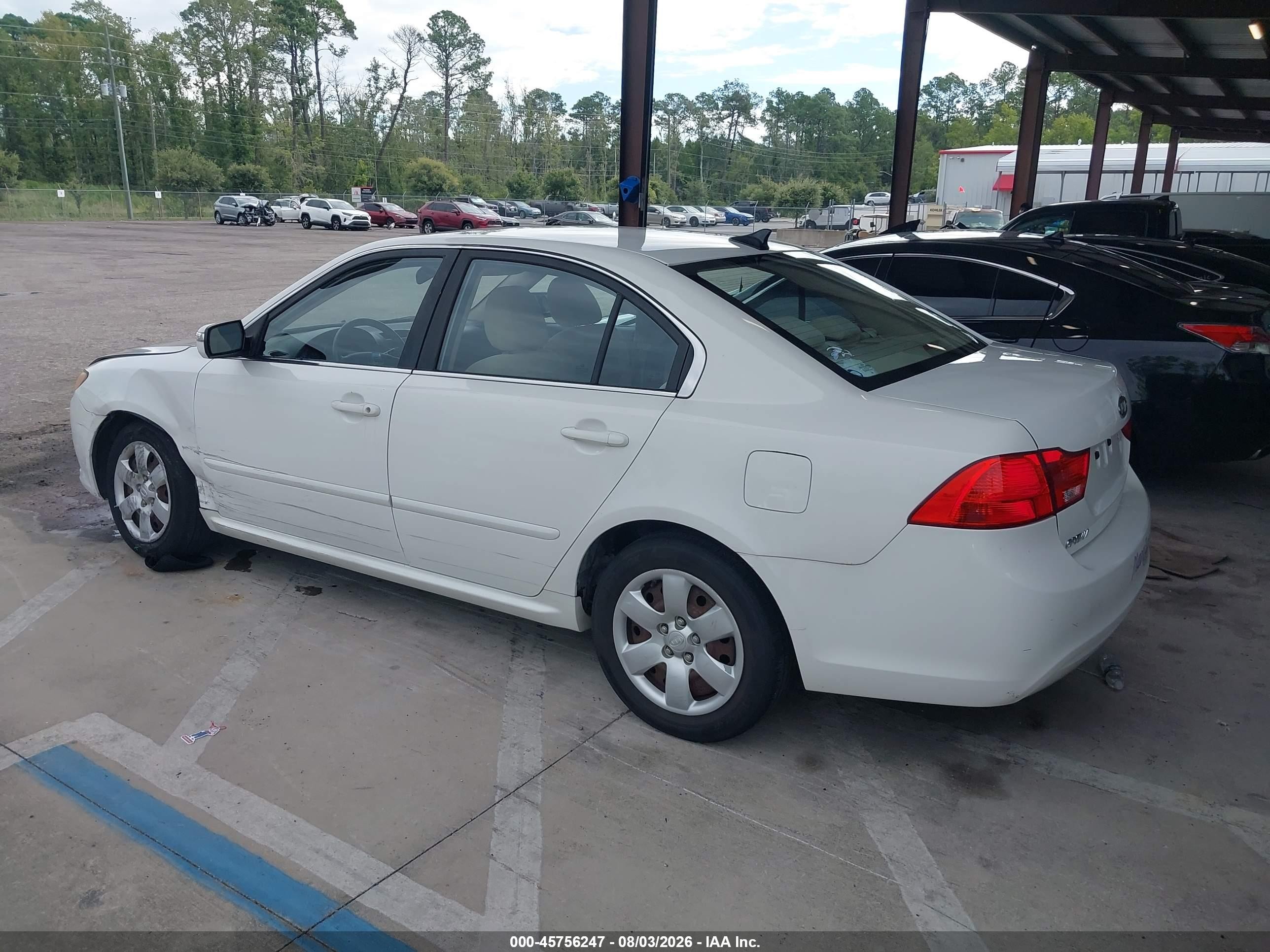 2009 Kia Optima Lx White vin: KNAGE228X95349436