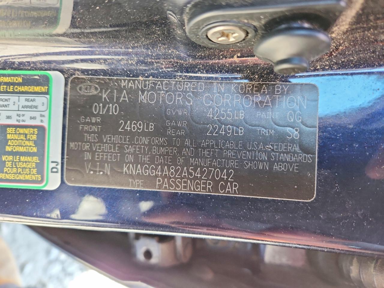 2010 Kia Optima Lx Синий vin: KNAGG4A82A5427042