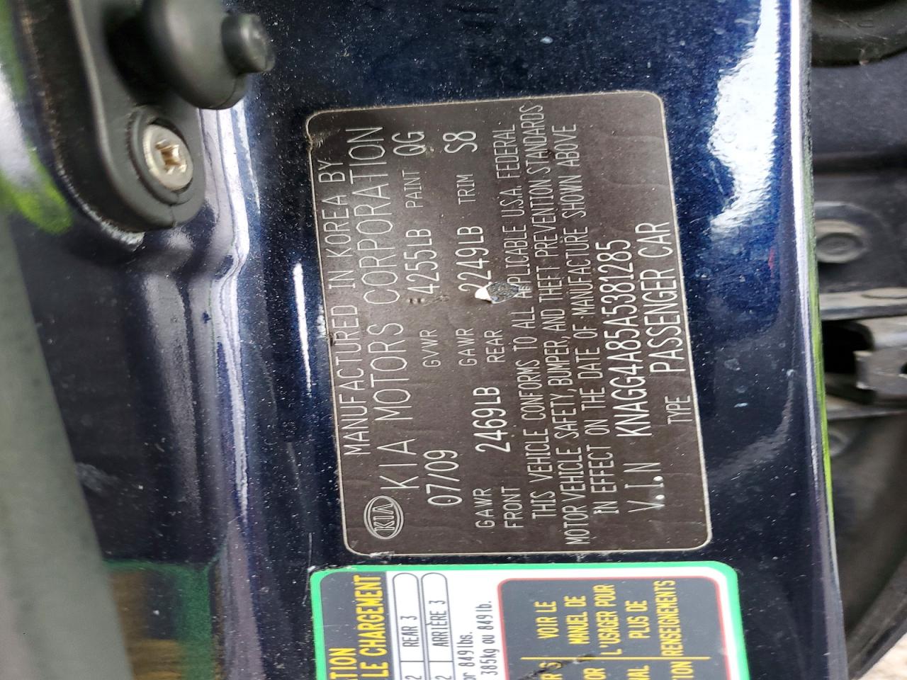 2010 Kia Optima Lx Blue vin: KNAGG4A85A5381285