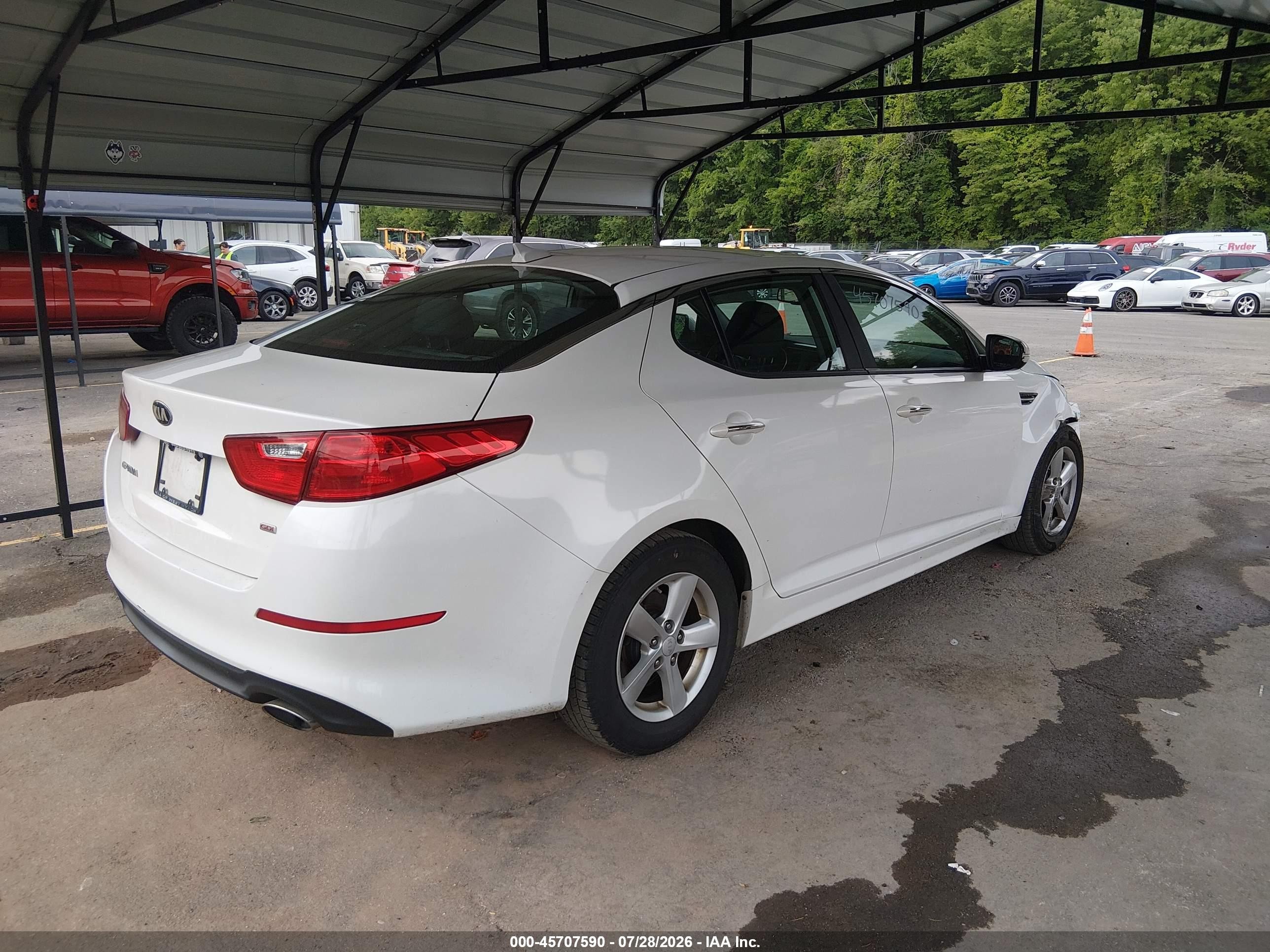 2015 Kia Optima Lx White vin: KNAGM4A71F5535367