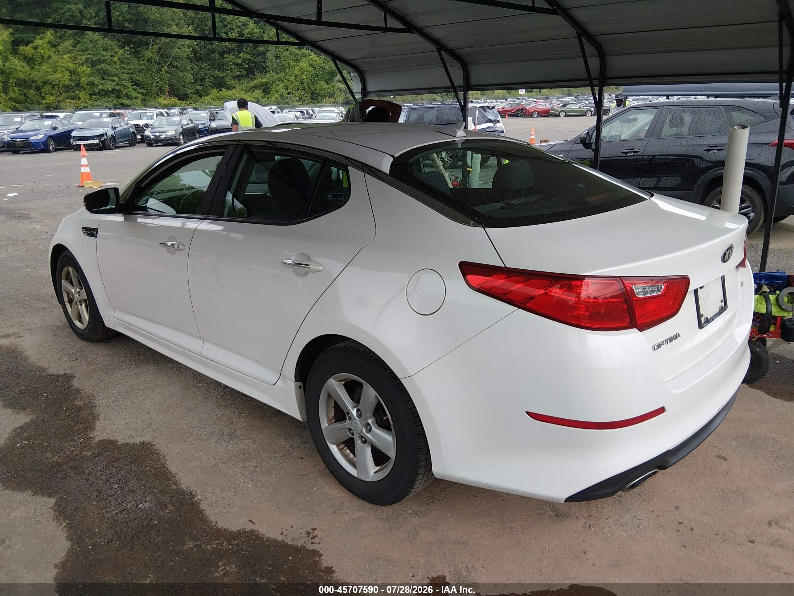 2015 Kia Optima Lx White vin: KNAGM4A71F5535367