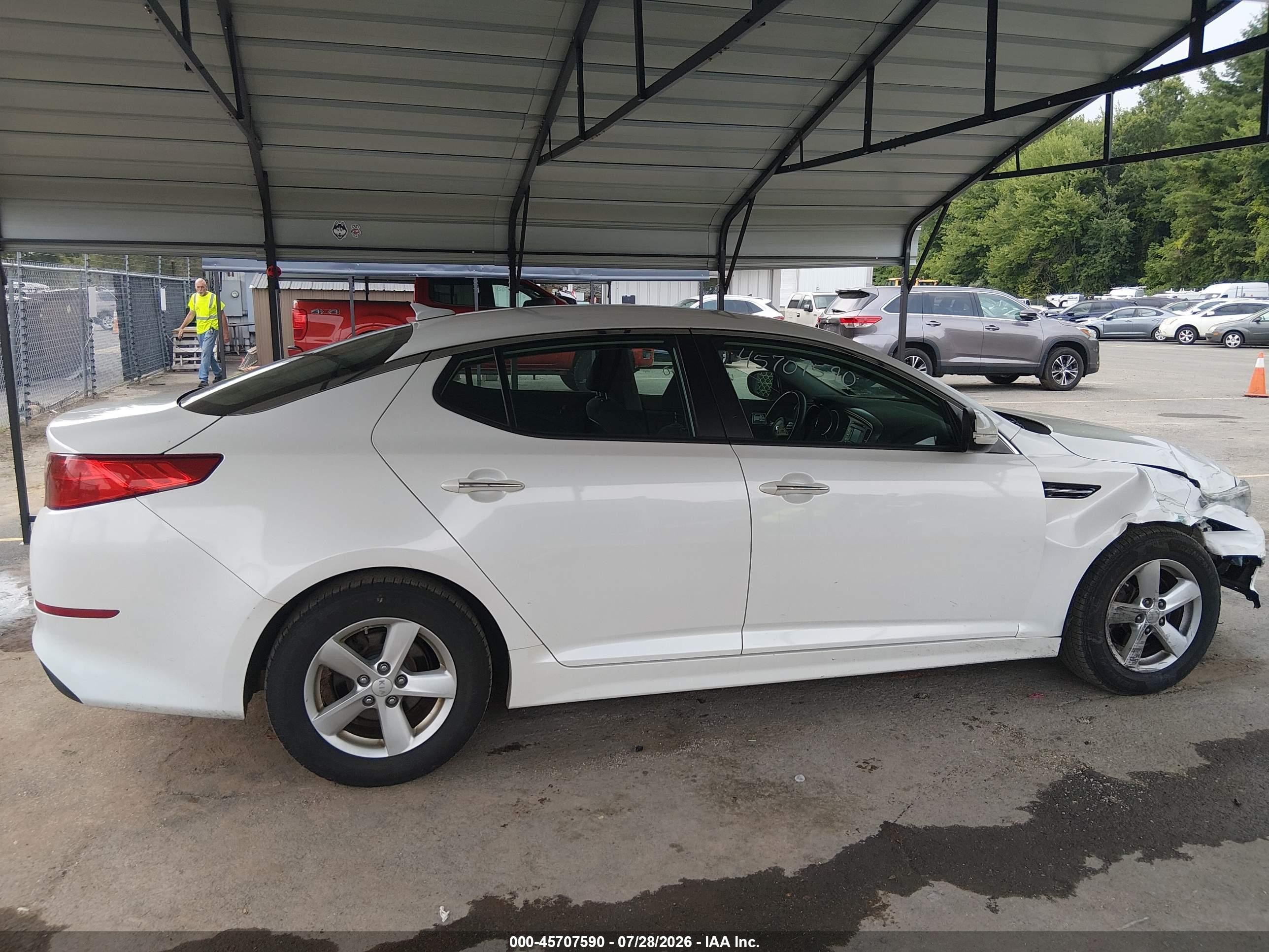 2015 Kia Optima Lx White vin: KNAGM4A71F5535367