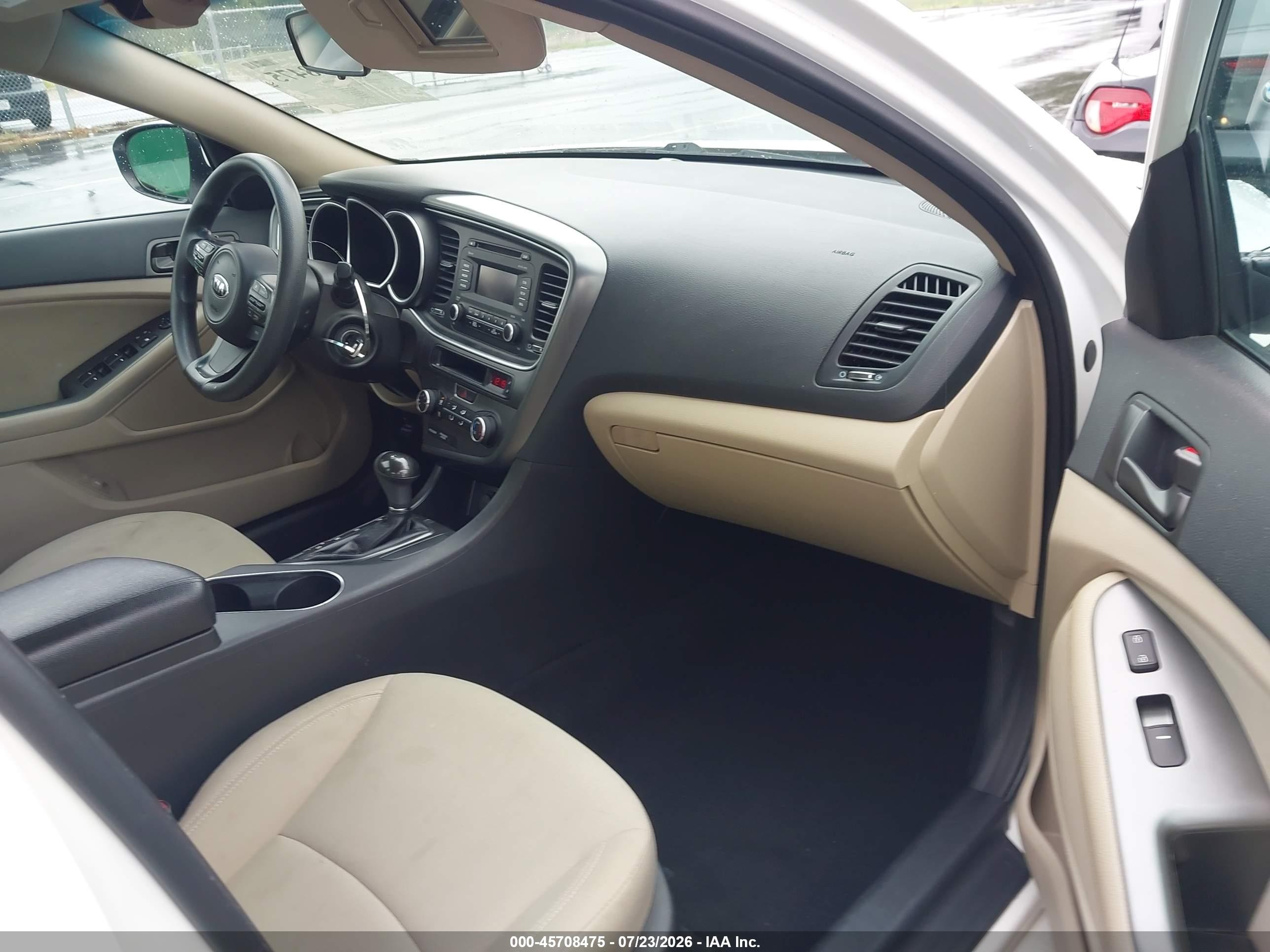 2015 Kia Optima Lx White vin: KNAGM4A72F5626535