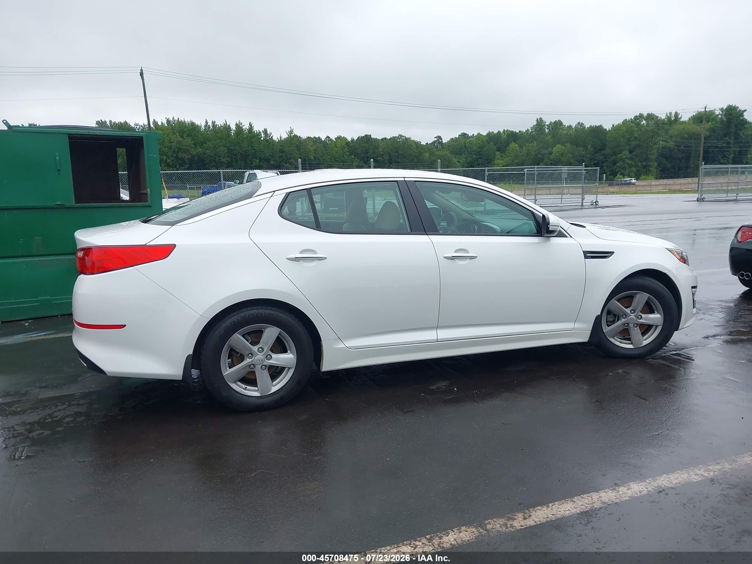2015 Kia Optima Lx White vin: KNAGM4A72F5626535