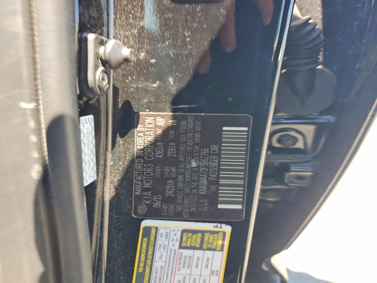 2015 Kia Optima Lx Черный vin: KNAGM4A73F5662766