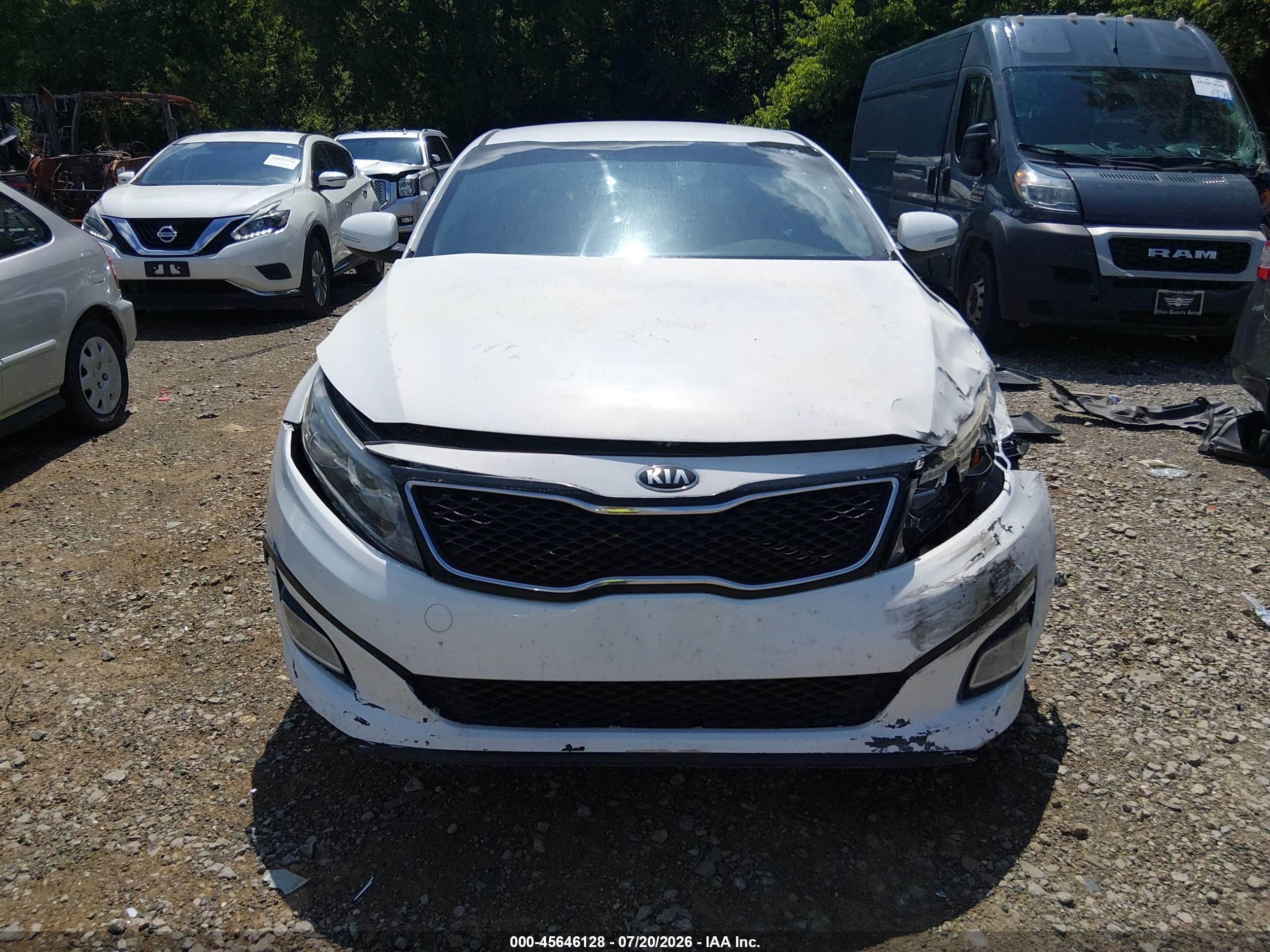 2015 Kia Optima Lx White vin: KNAGM4A74F5538621