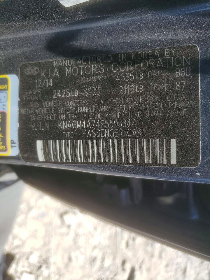 2015 Kia Optima Lx Gray vin: KNAGM4A74F5593344