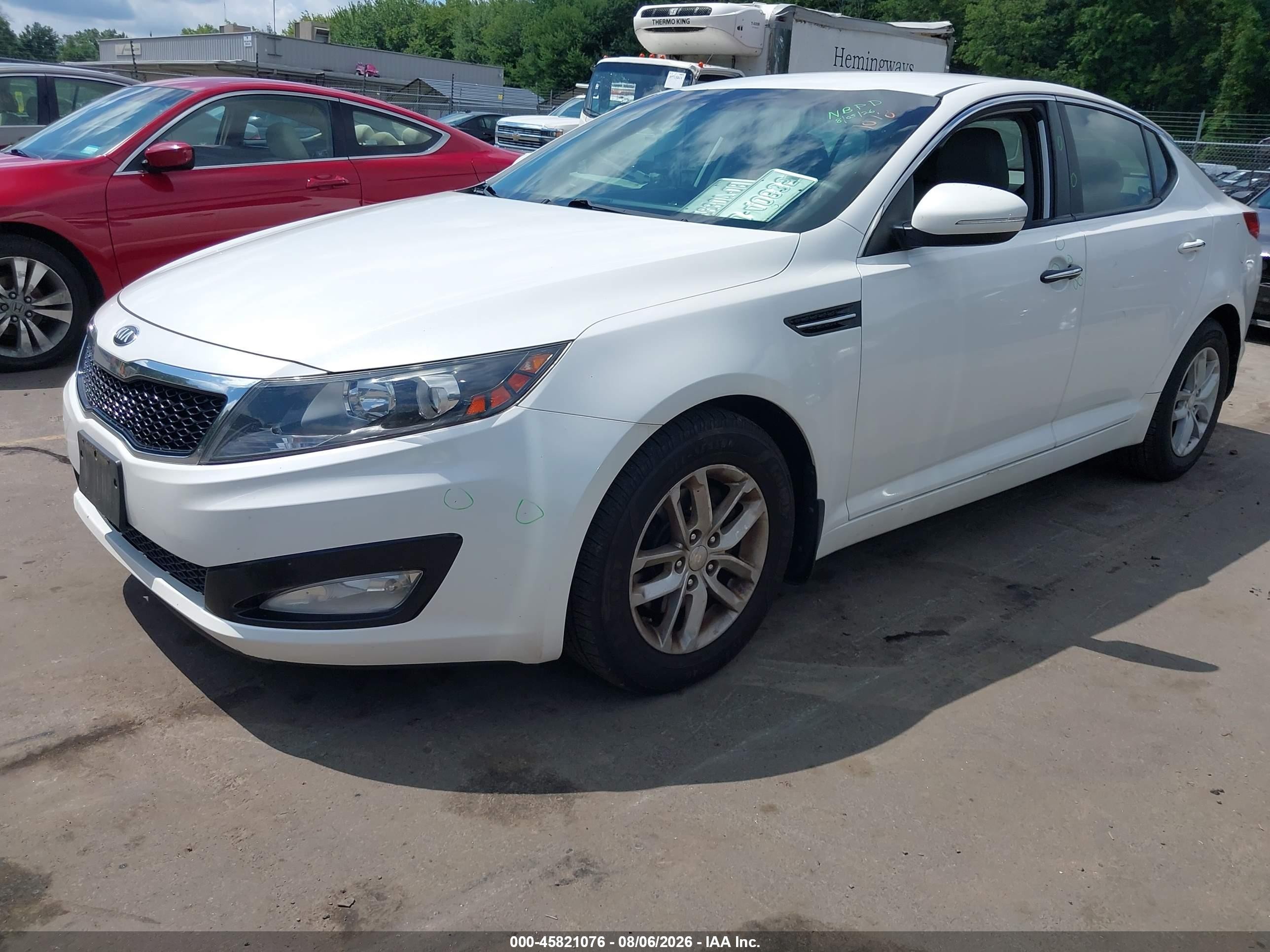2013 Kia Optima Lx White vin: KNAGM4A75D5357833
