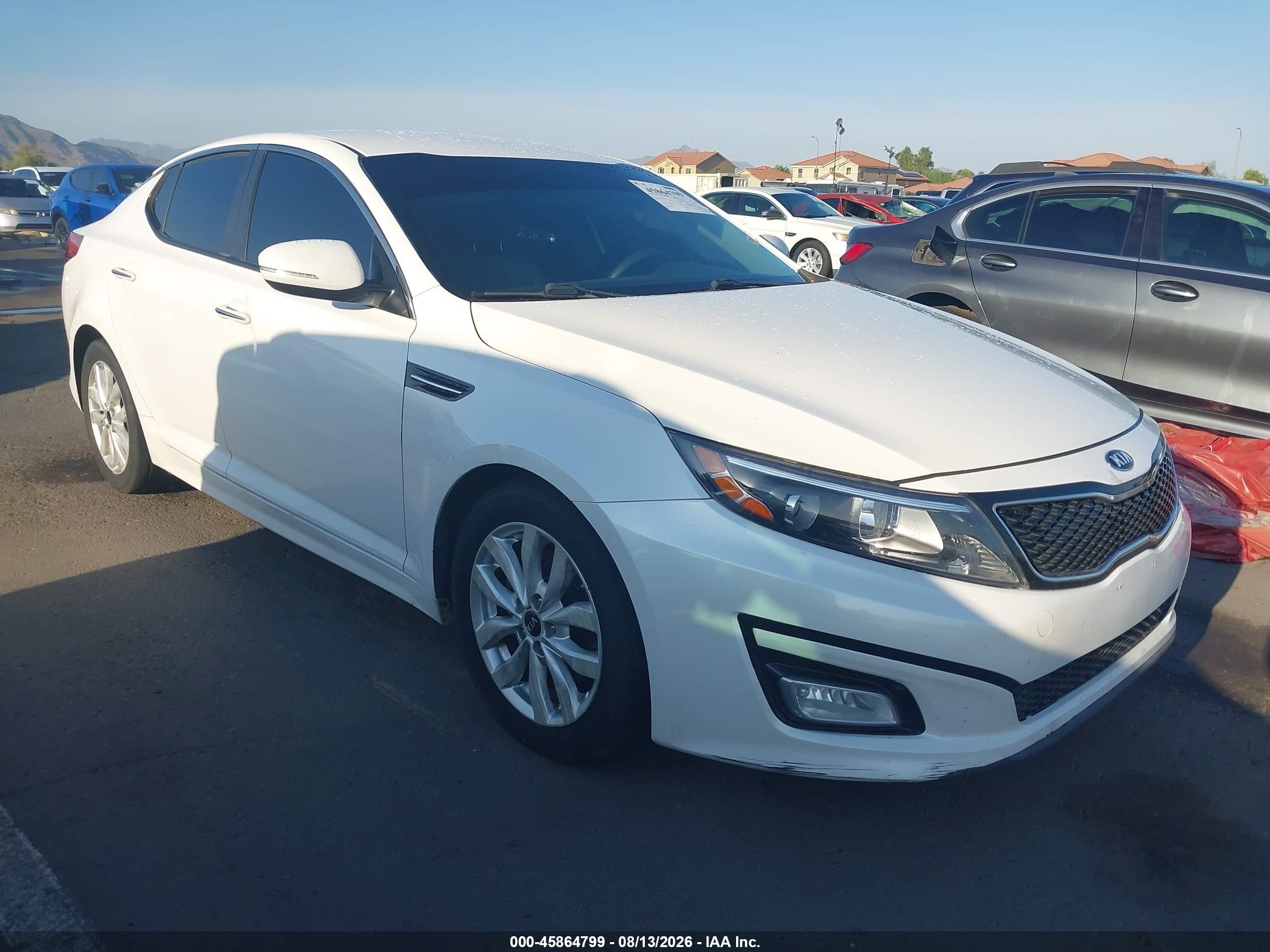 2015 Kia Optima Lx White vin: KNAGM4A76F5615912