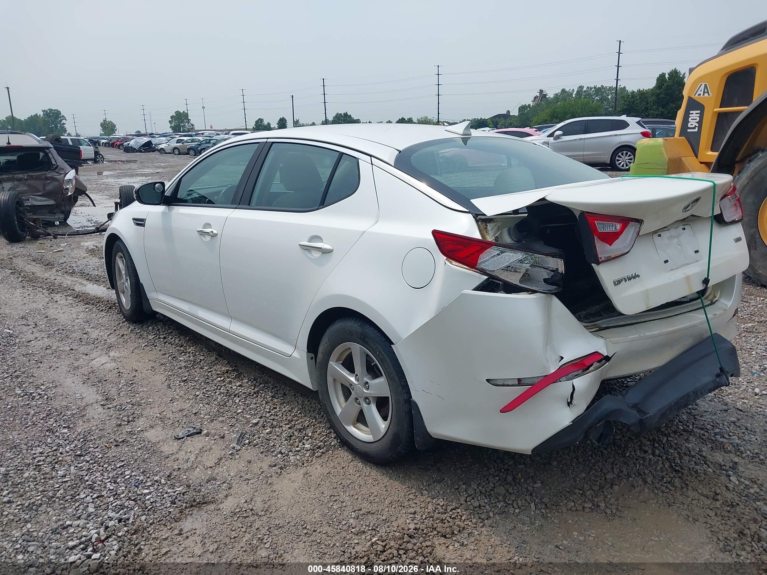 2015 Kia Optima Lx White vin: KNAGM4A77F5536975
