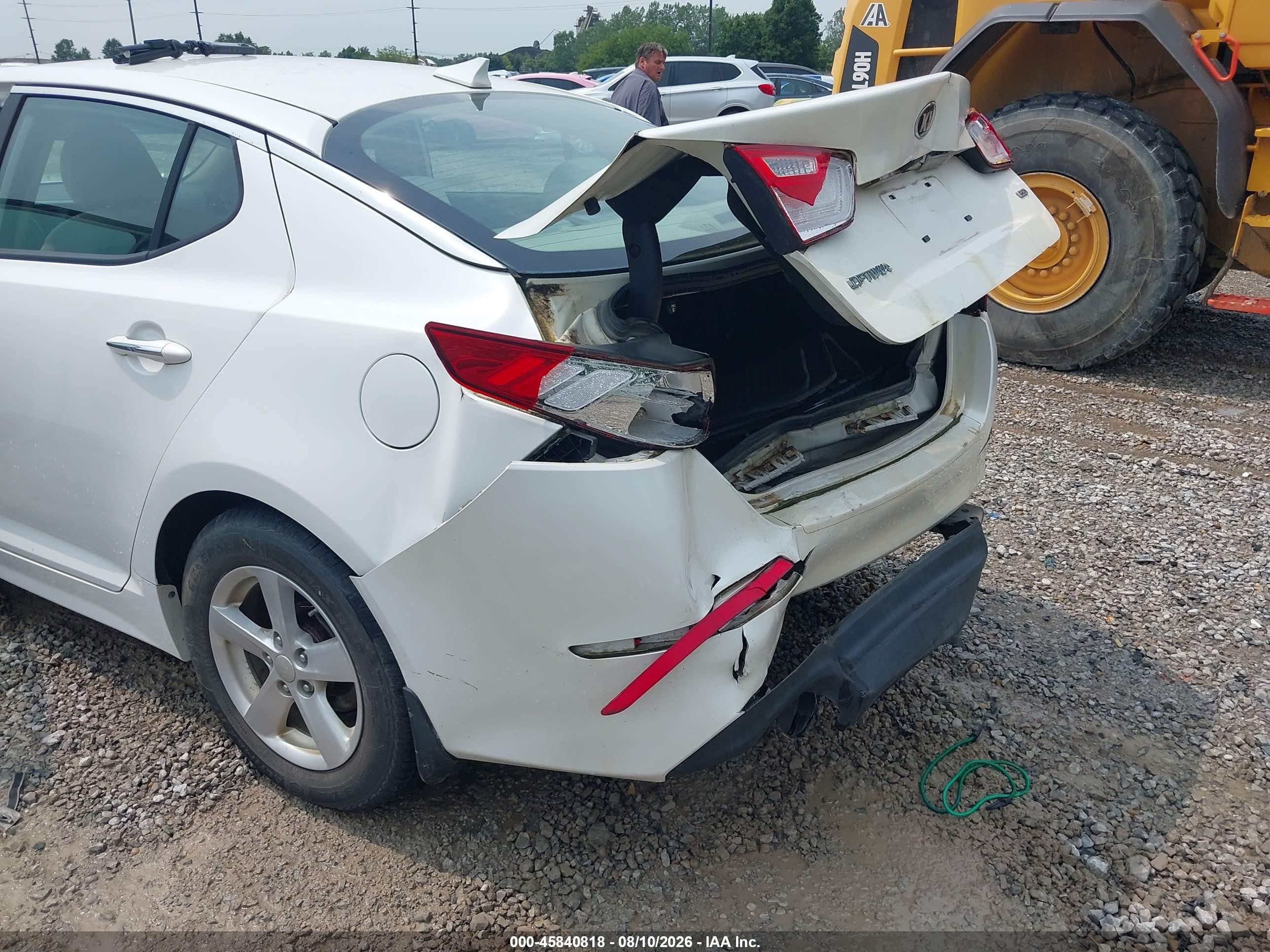 2015 Kia Optima Lx White vin: KNAGM4A77F5536975