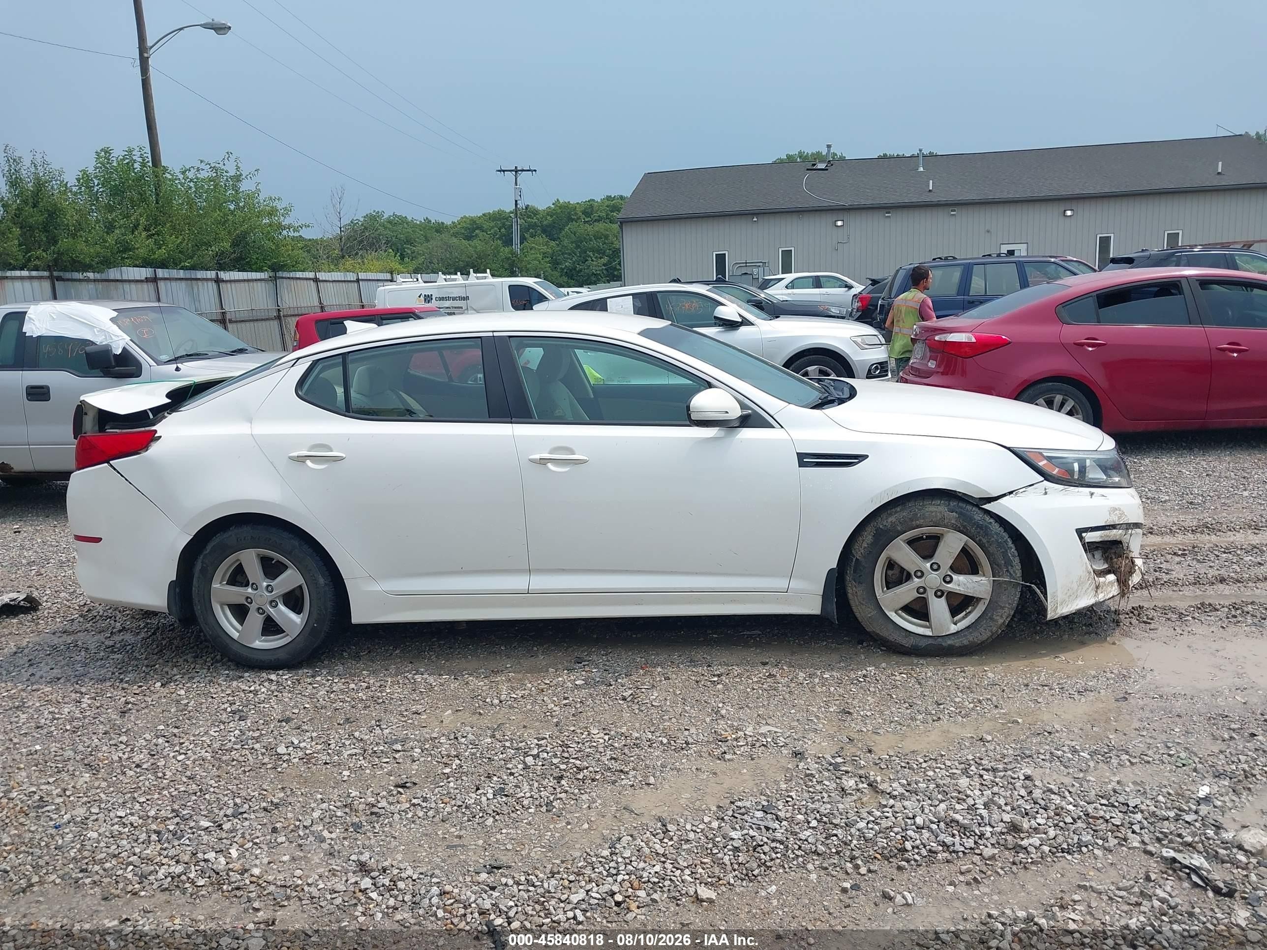 2015 Kia Optima Lx White vin: KNAGM4A77F5536975