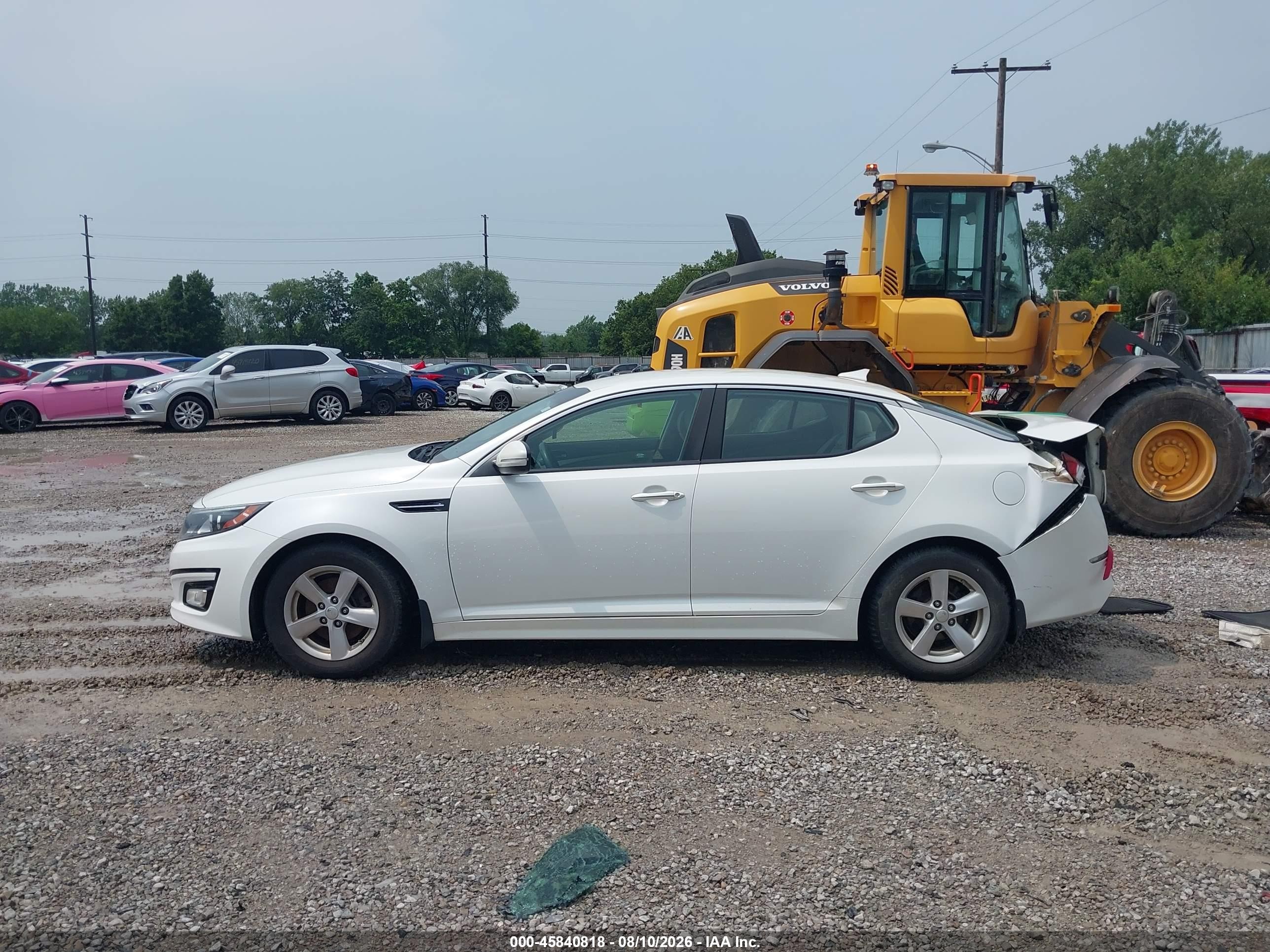2015 Kia Optima Lx White vin: KNAGM4A77F5536975