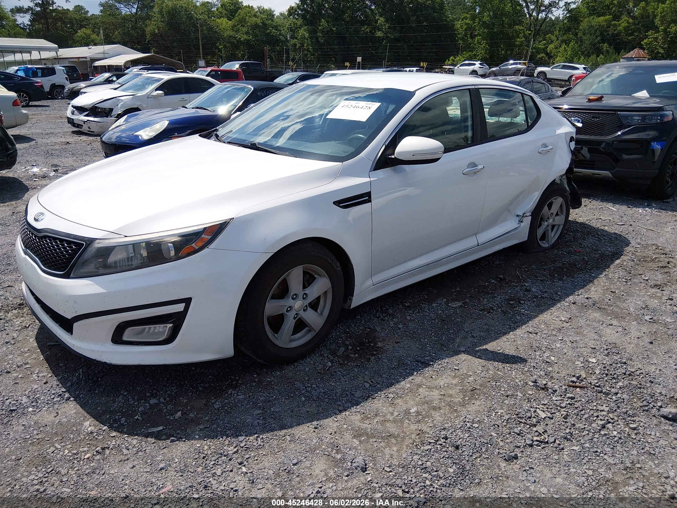 2015 Kia Optima Lx White vin: KNAGM4A78F5572299