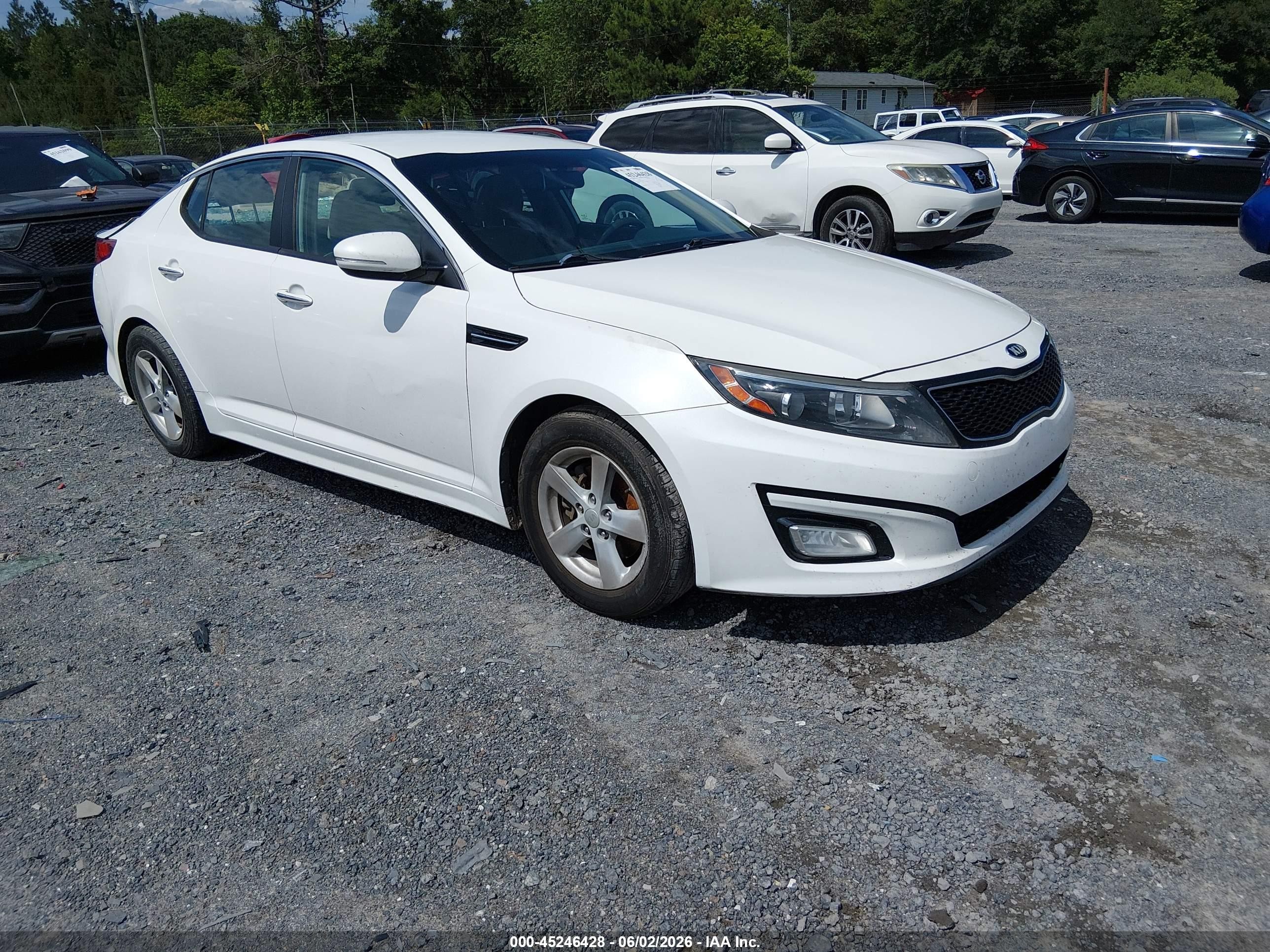 2015 Kia Optima Lx White vin: KNAGM4A78F5572299