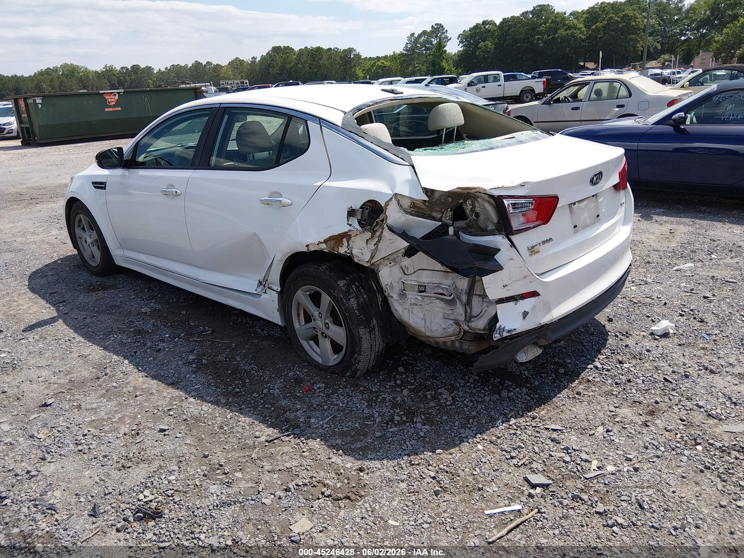 2015 Kia Optima Lx White vin: KNAGM4A78F5572299