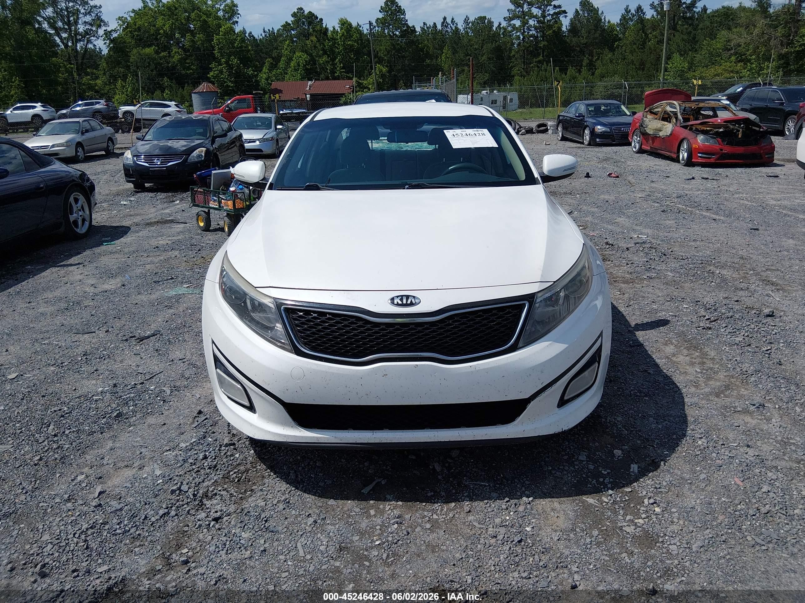 2015 Kia Optima Lx White vin: KNAGM4A78F5572299