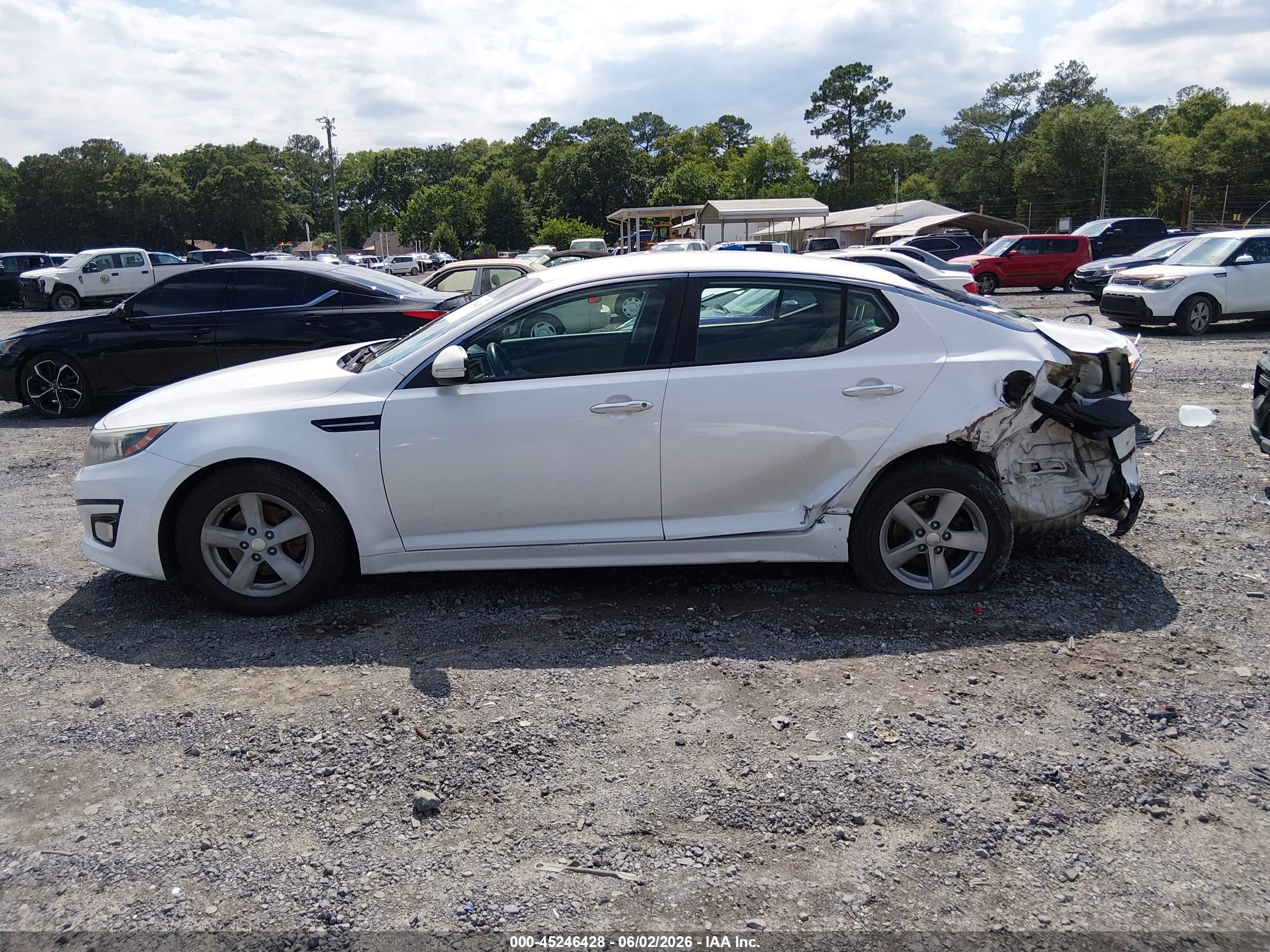 2015 Kia Optima Lx White vin: KNAGM4A78F5572299