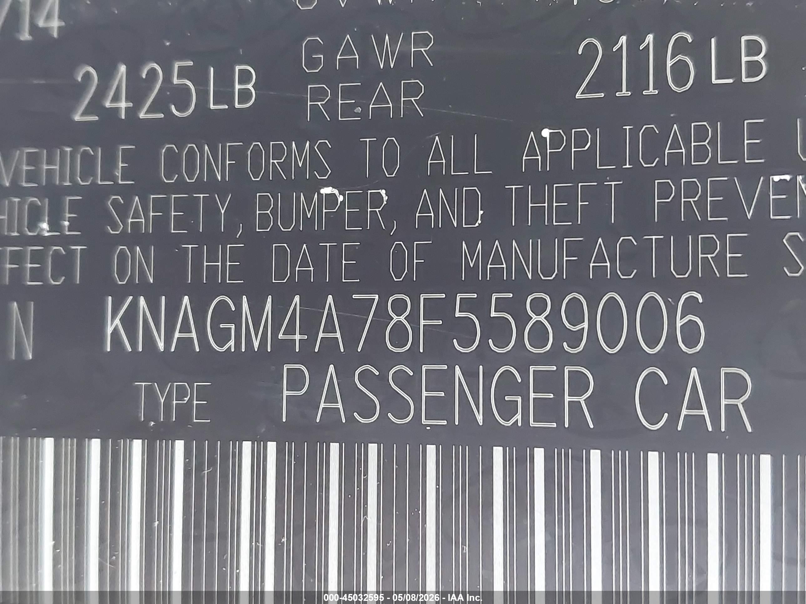 2015 Kia Optima Lx Белый vin: KNAGM4A78F5589006