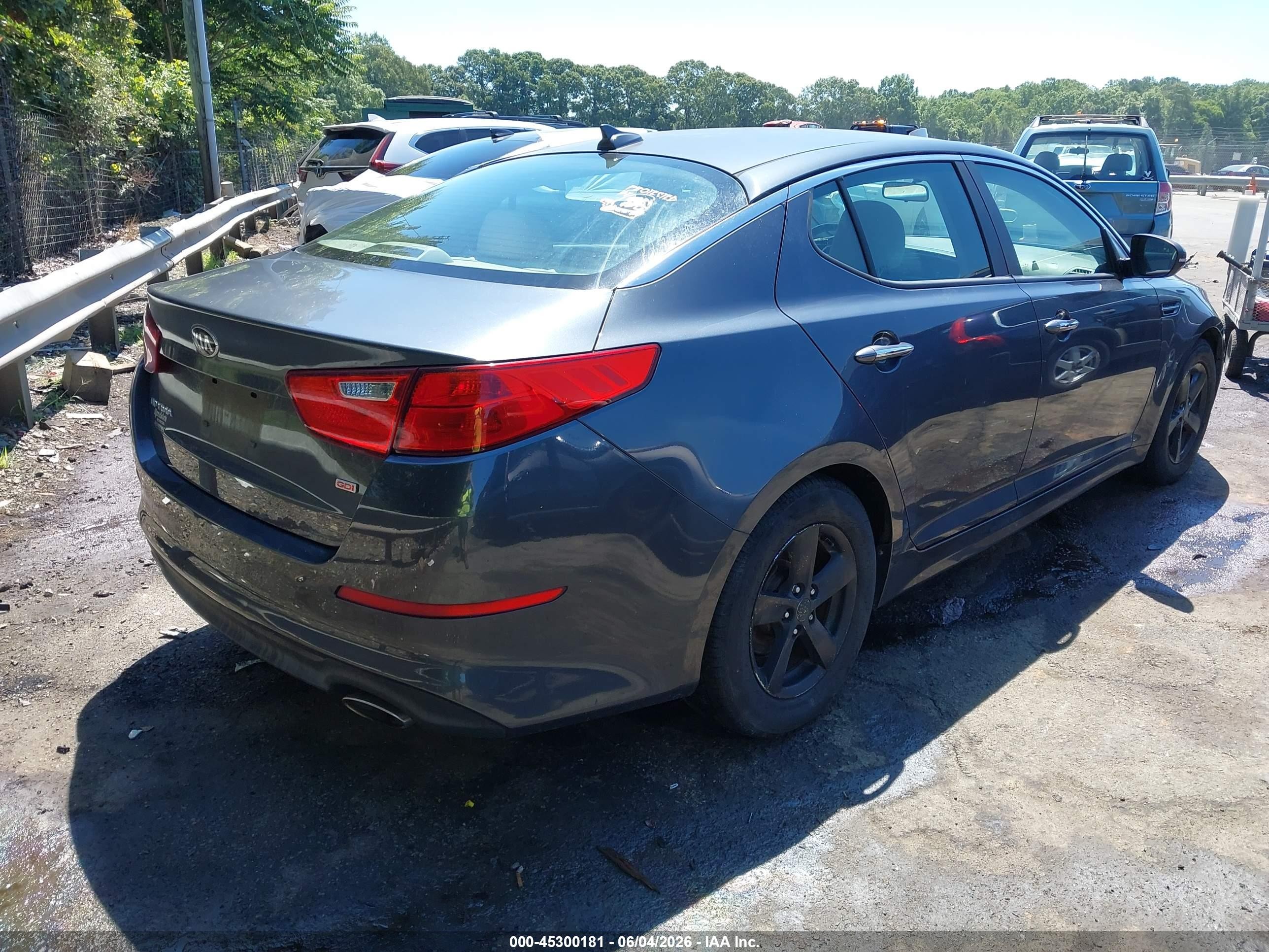 2015 Kia Optima Lx Gray vin: KNAGM4A78F5623932