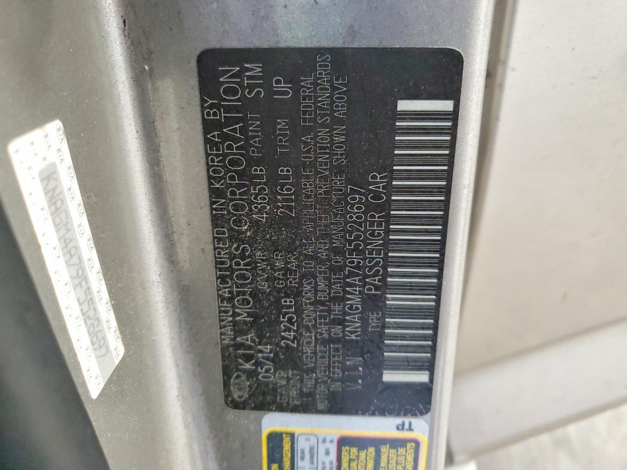 2015 Kia Optima Lx Silver vin: KNAGM4A79F5528697
