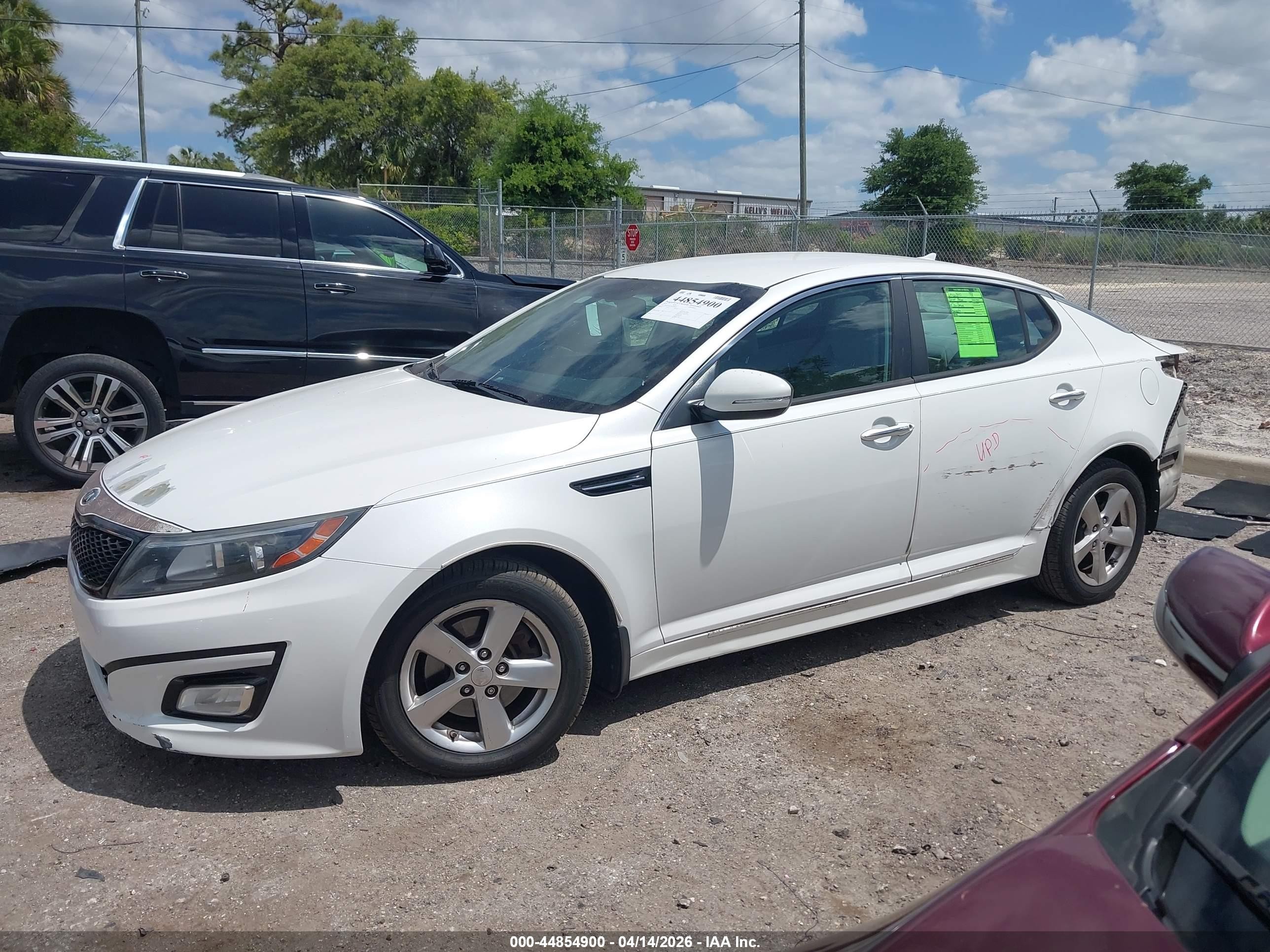 2015 Kia Optima Lx White vin: KNAGM4A79F5540431