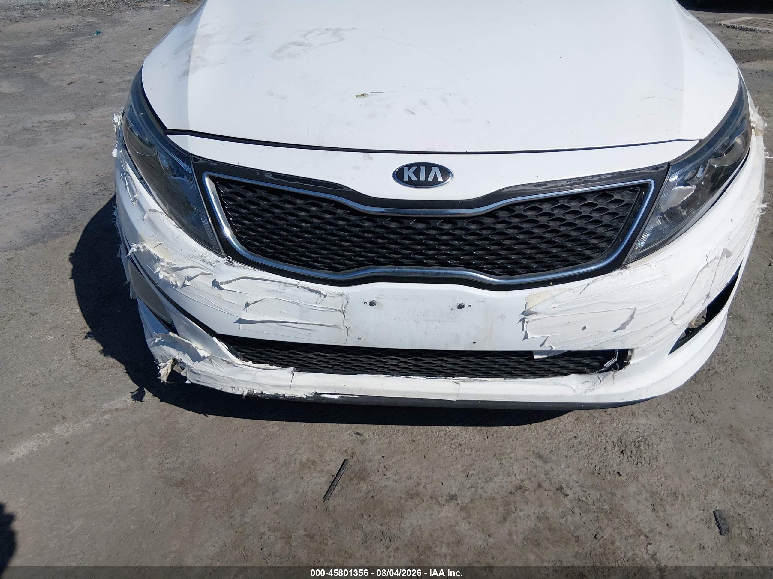 2015 Kia Optima Lx White vin: KNAGM4A79F5612468