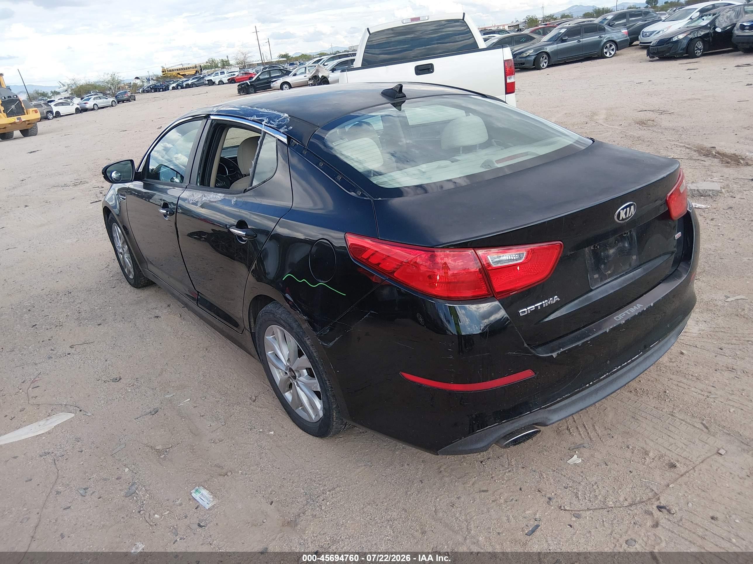2015 Kia Optima Lx Black vin: KNAGM4A79F5619601