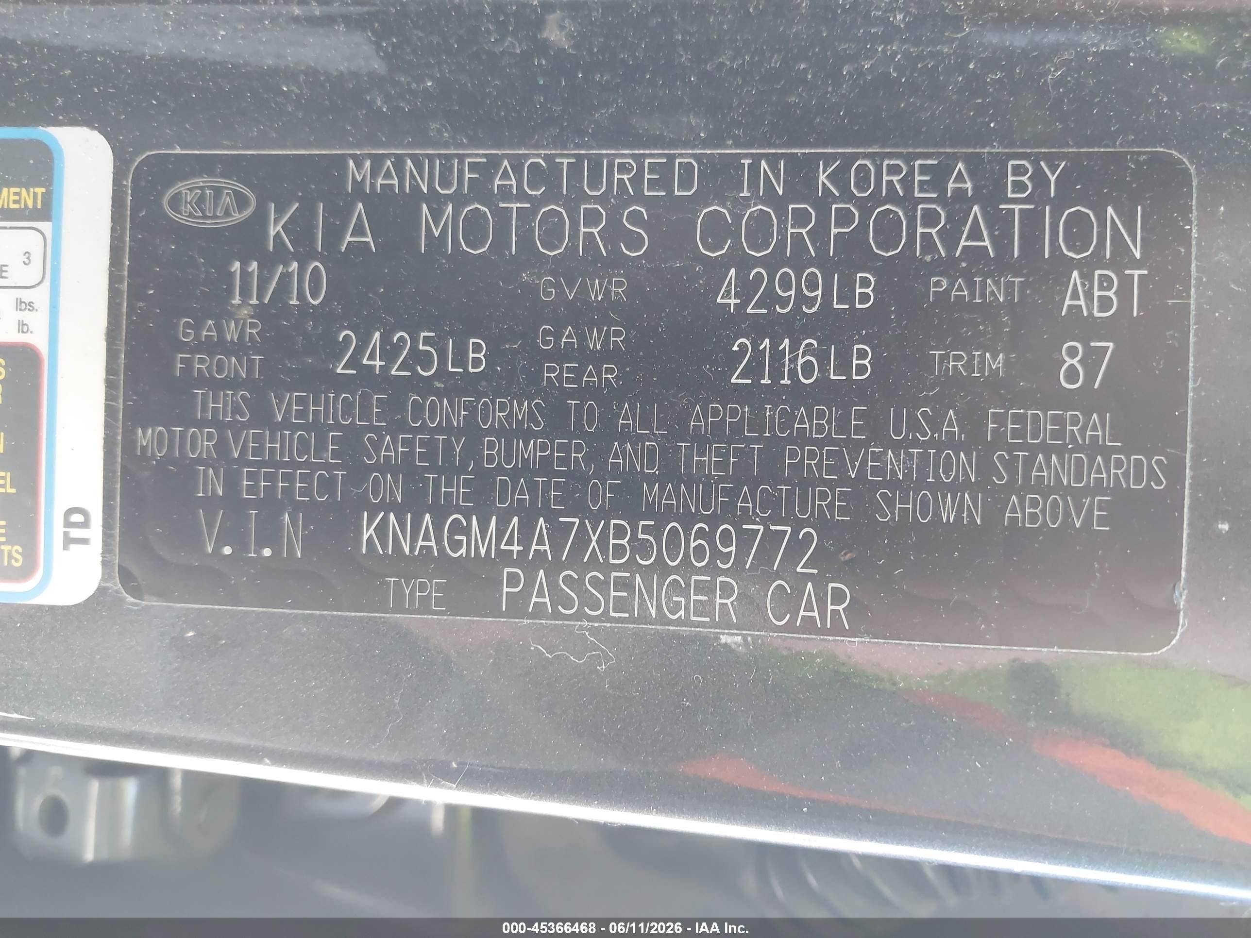 2011 Kia Optima Lx Gray vin: KNAGM4A7XB5069772