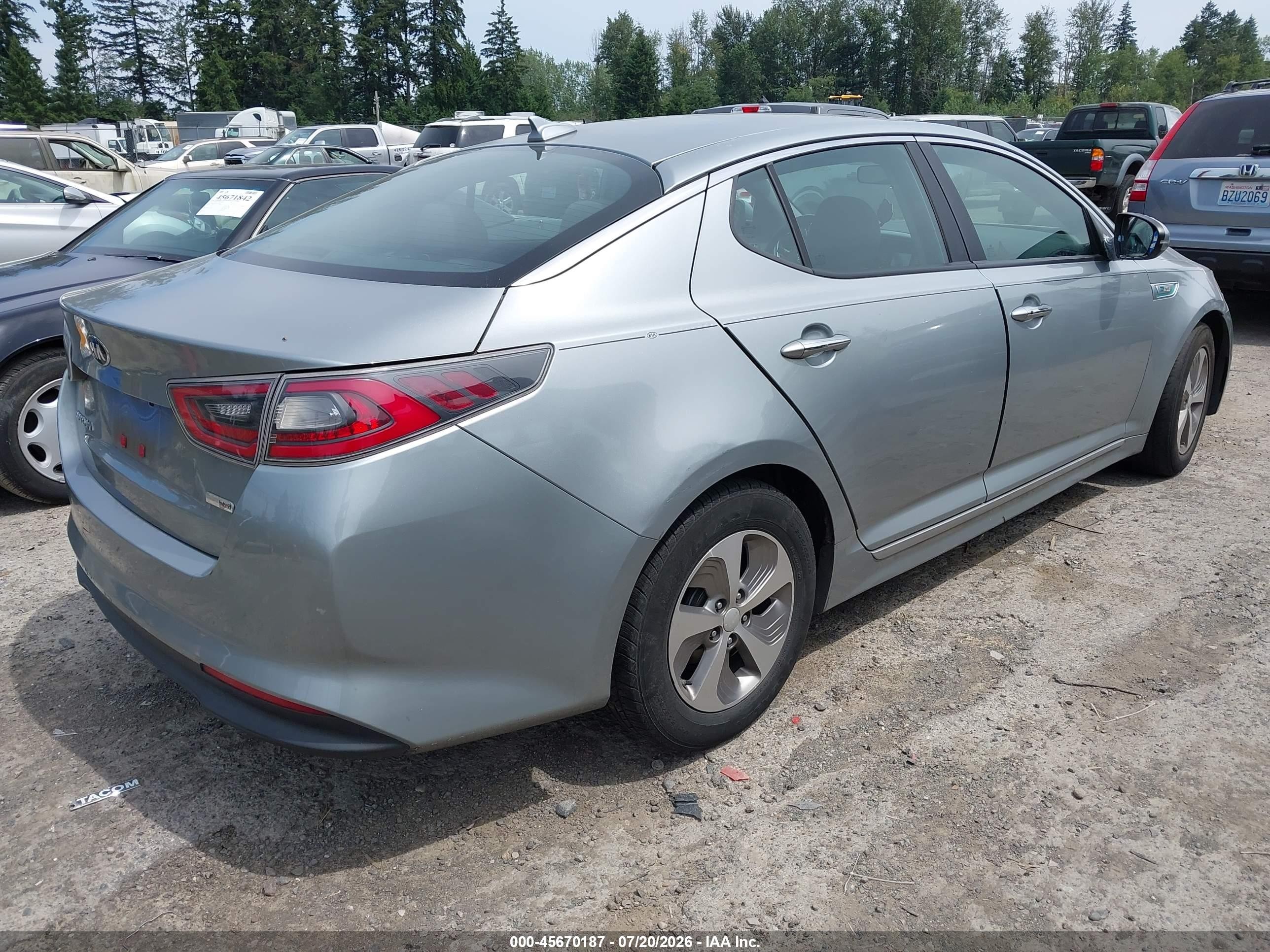 2014 Kia Optima Hybrid Lx Silver vin: KNAGM4AD0E5072268