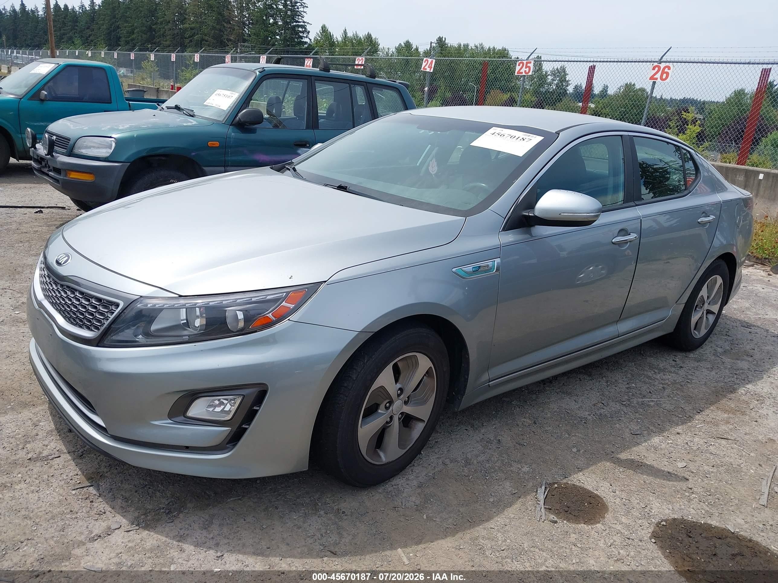 2014 Kia Optima Hybrid Lx Silver vin: KNAGM4AD0E5072268