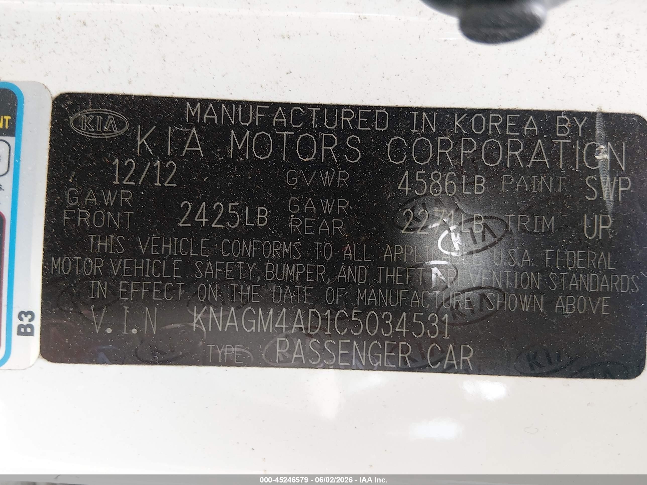 2012 Kia Optima Hybrid Ex White vin: KNAGM4AD1C5034531