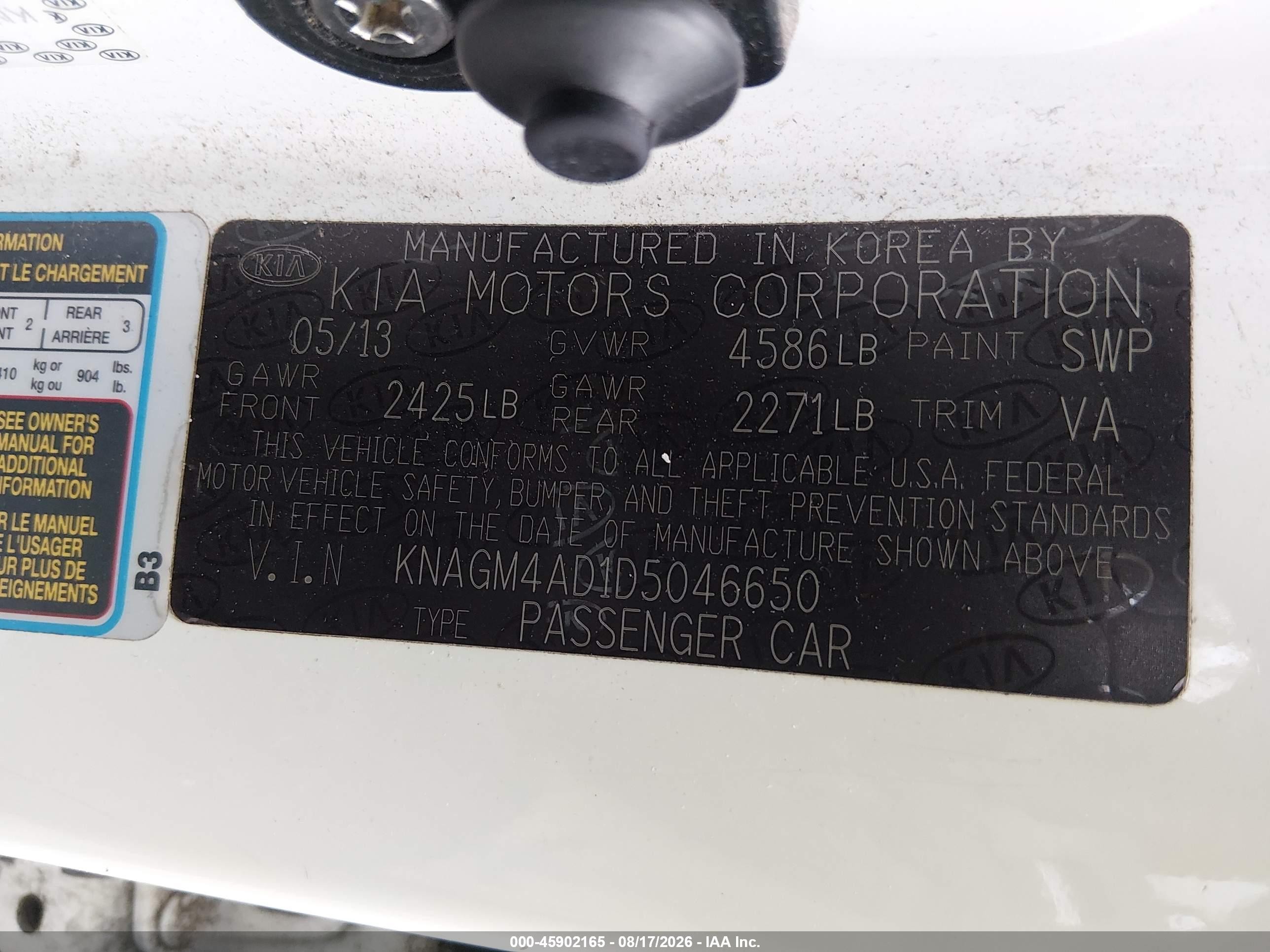 2013 Kia Optima Hybrid Lx White vin: KNAGM4AD1D5046650