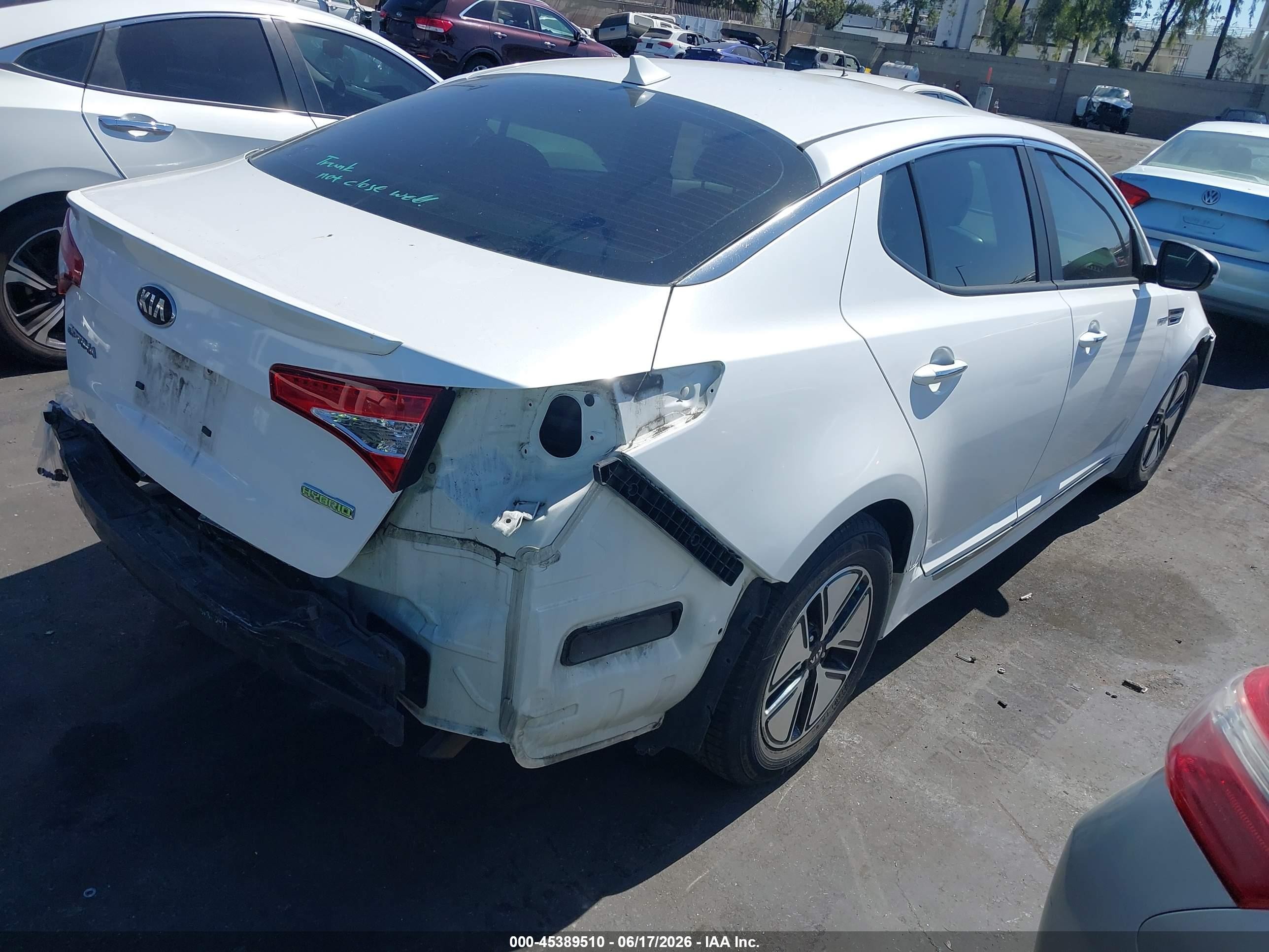 2013 Kia Optima Hybrid Lx White vin: KNAGM4AD2D5048746