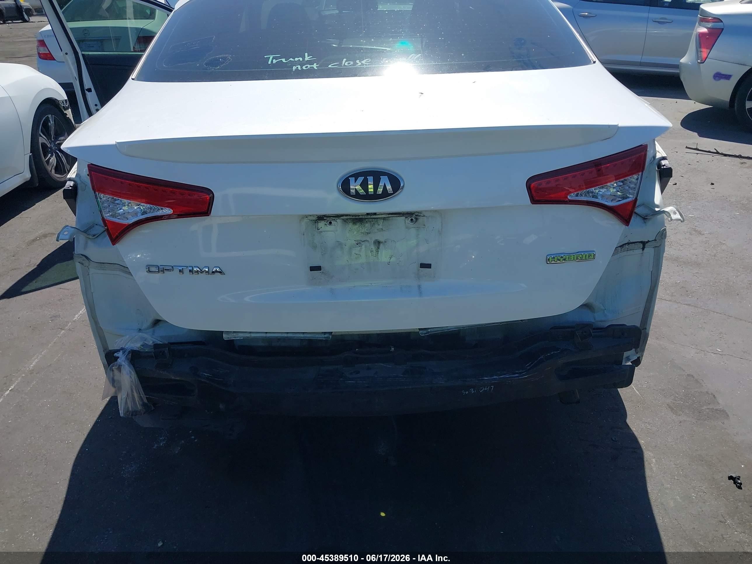 2013 Kia Optima Hybrid Lx White vin: KNAGM4AD2D5048746