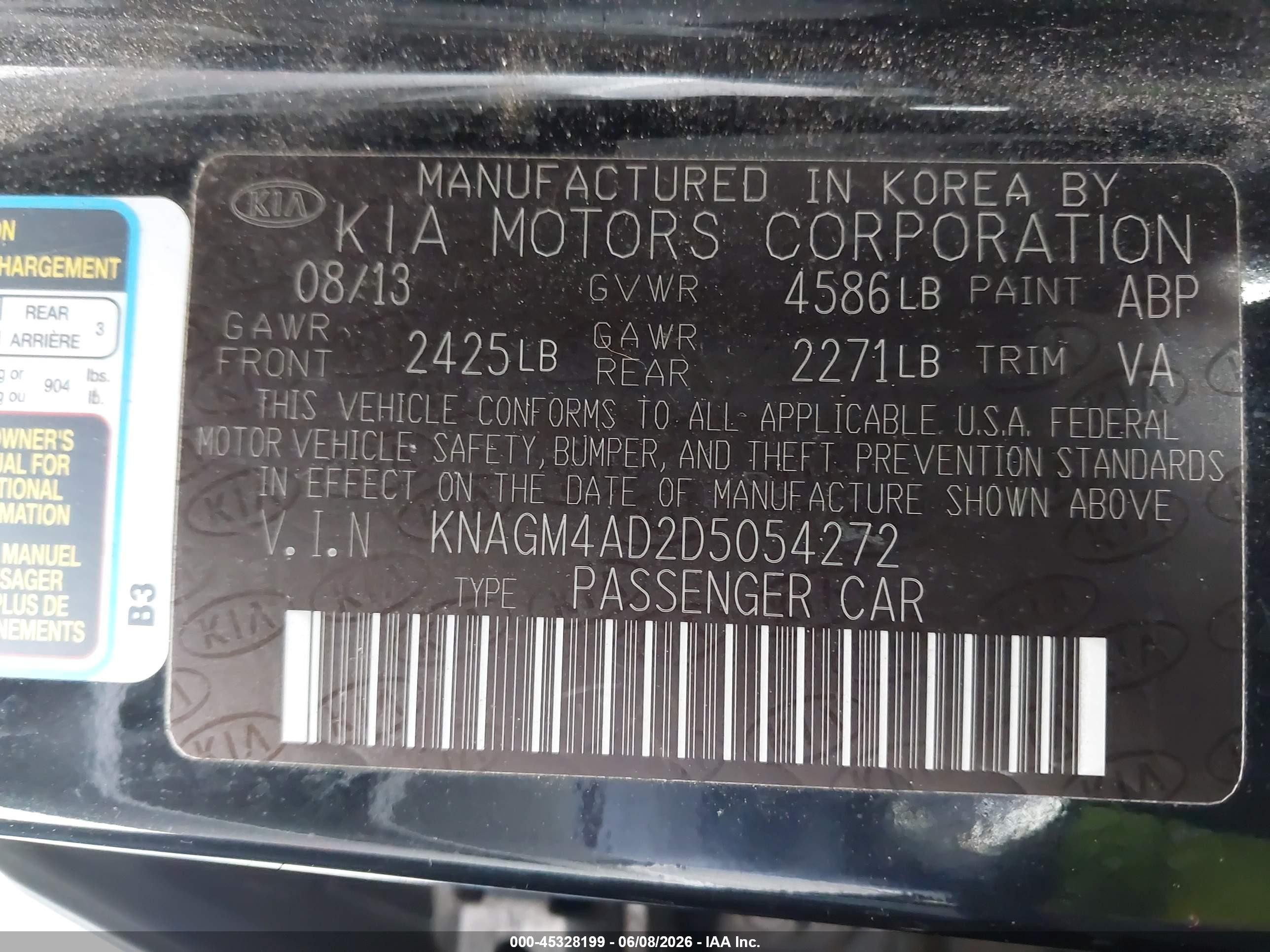 2013 Kia Optima Hybrid Lx Black vin: KNAGM4AD2D5054272
