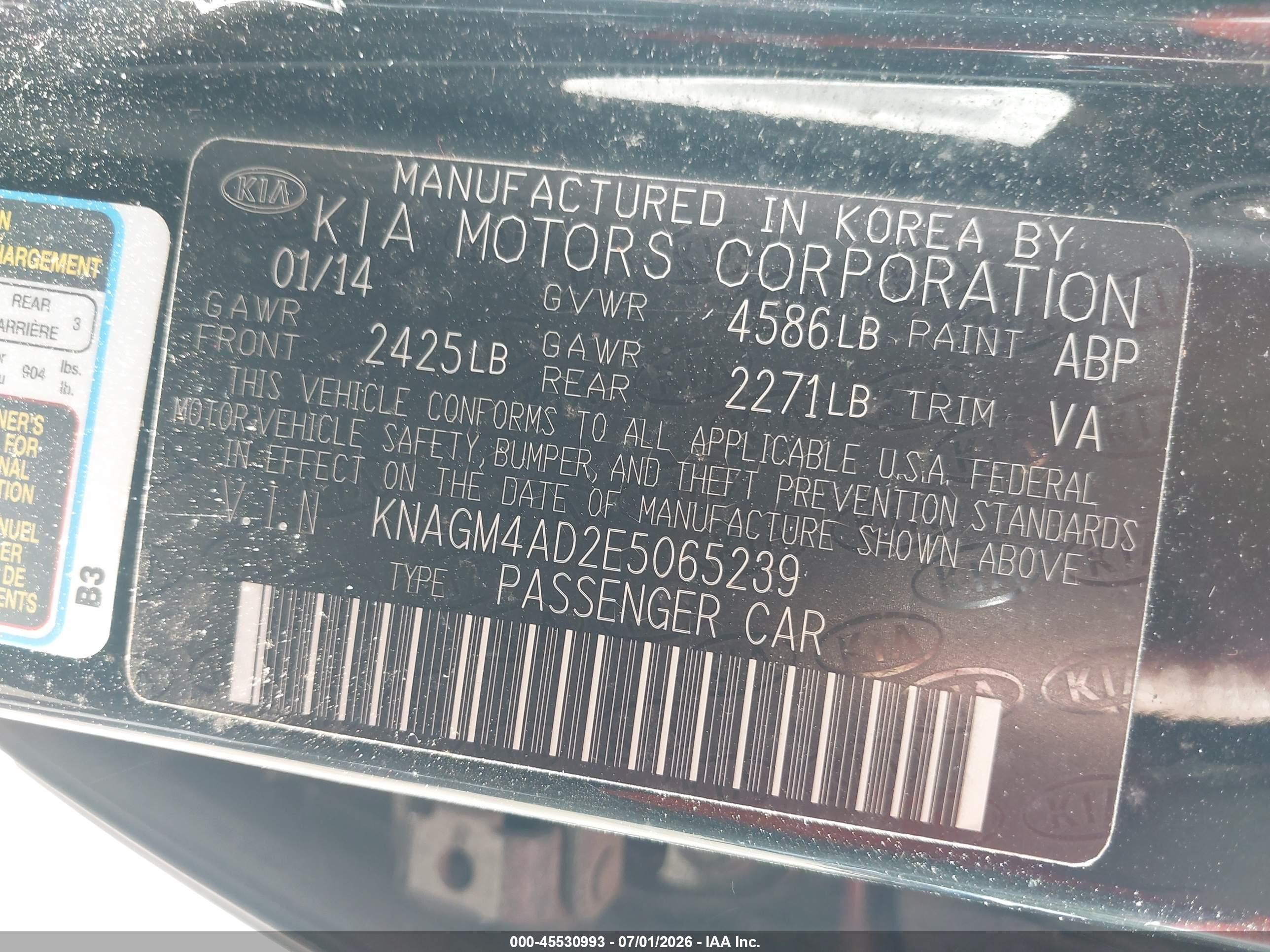 2014 Kia Optima Hybrid Lx Black vin: KNAGM4AD2E5065239