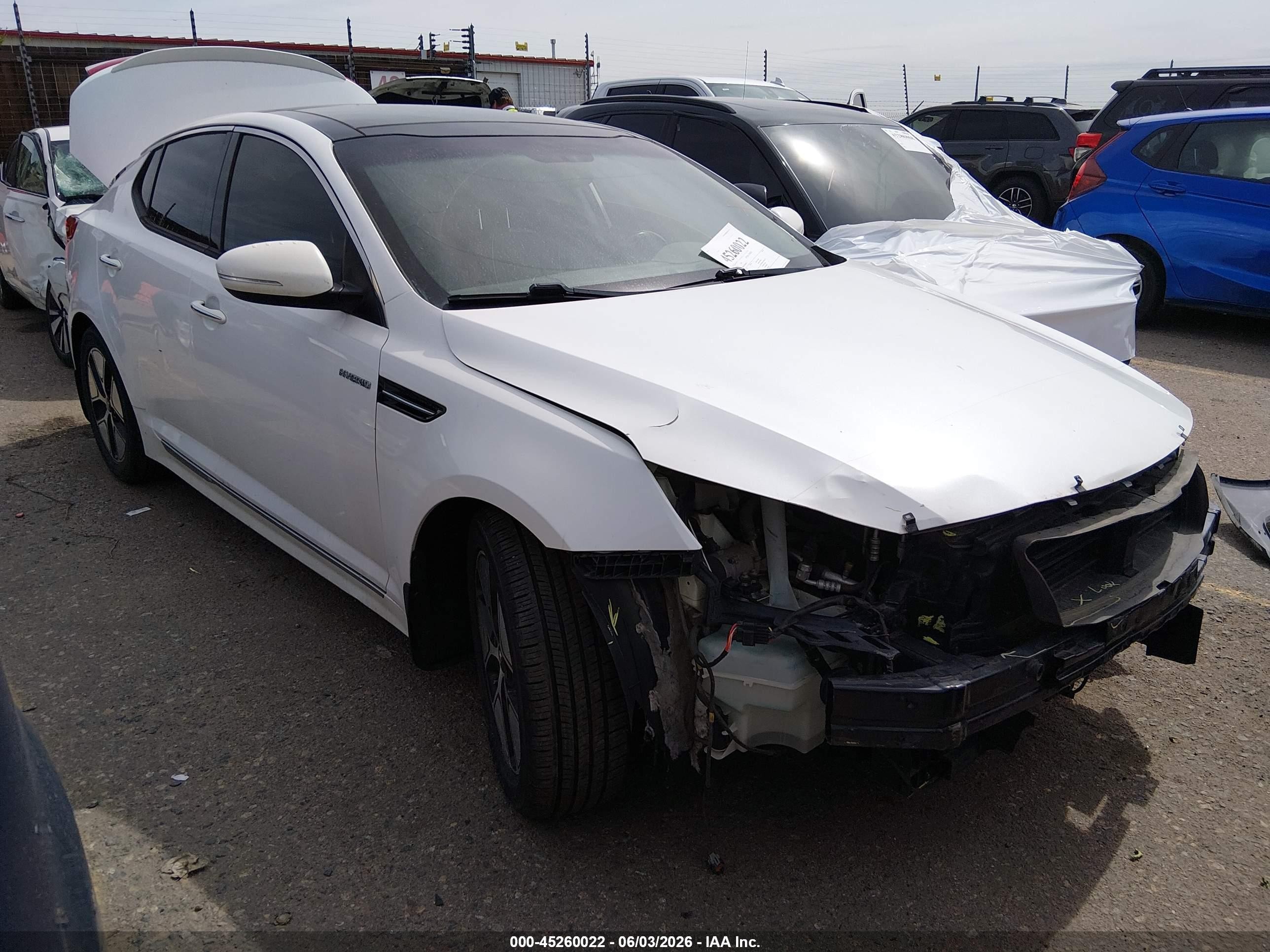 2013 Kia Optima Hybrid Ex White vin: KNAGM4AD3D5046455