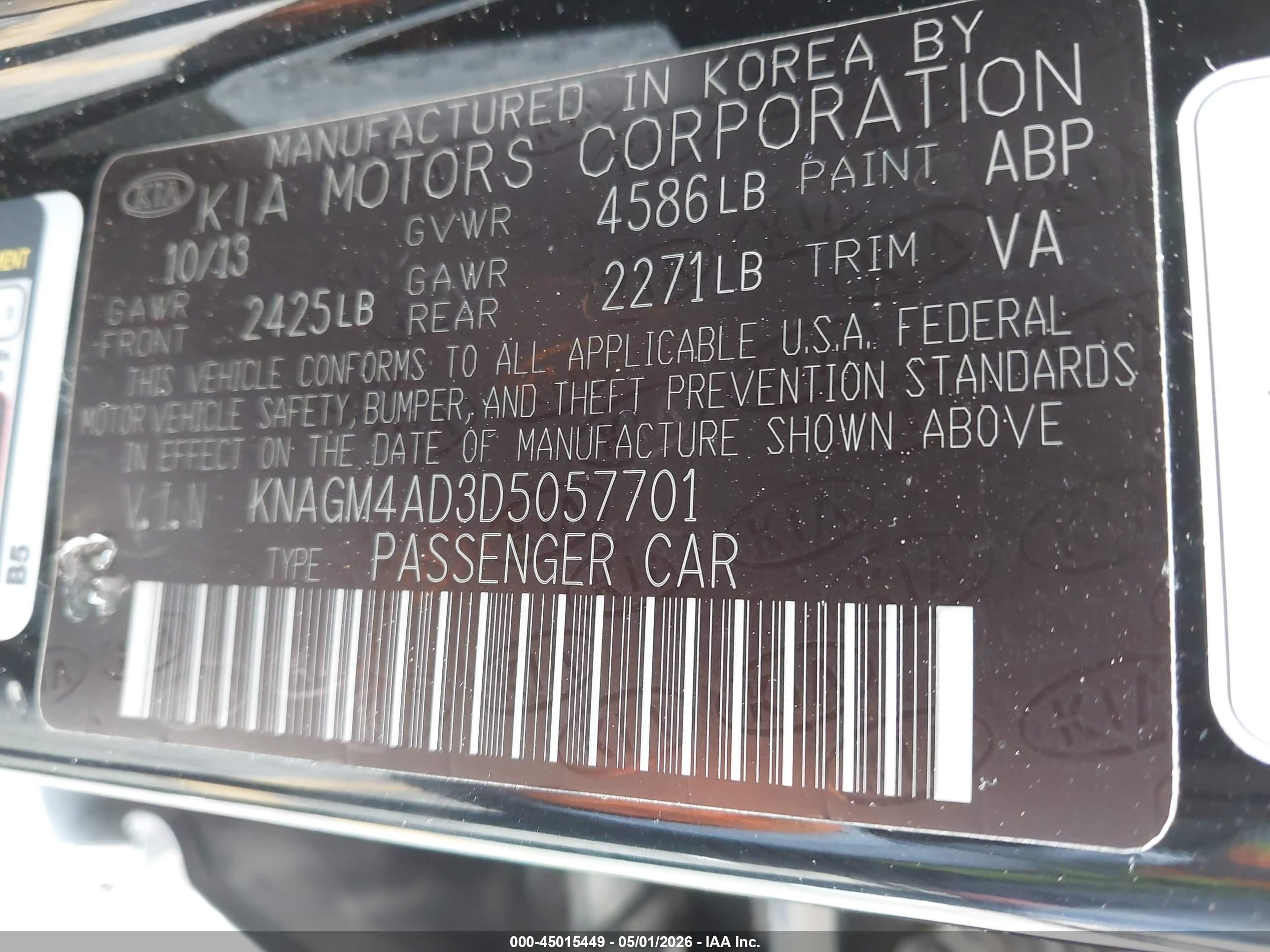 2013 Kia Optima Hybrid Ex Black vin: KNAGM4AD3D5057701