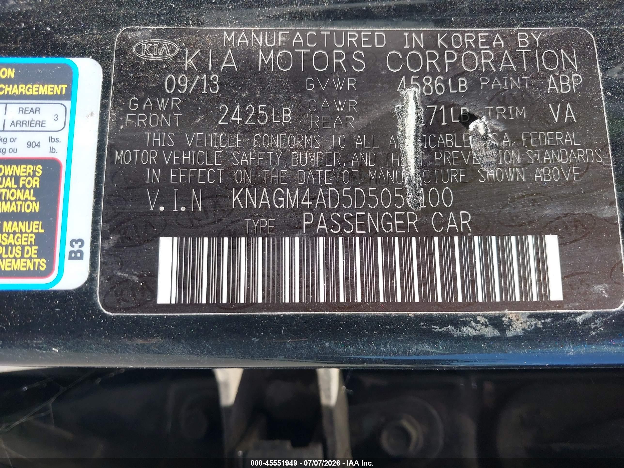 2013 Kia Optima Hybrid Lx Black vin: KNAGM4AD5D5056100