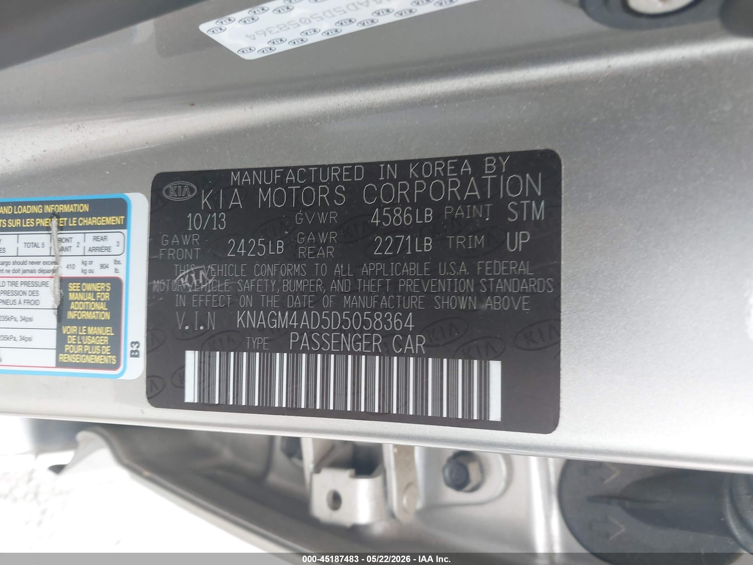 2013 Kia Optima Hybrid Lx Gray vin: KNAGM4AD5D5058364