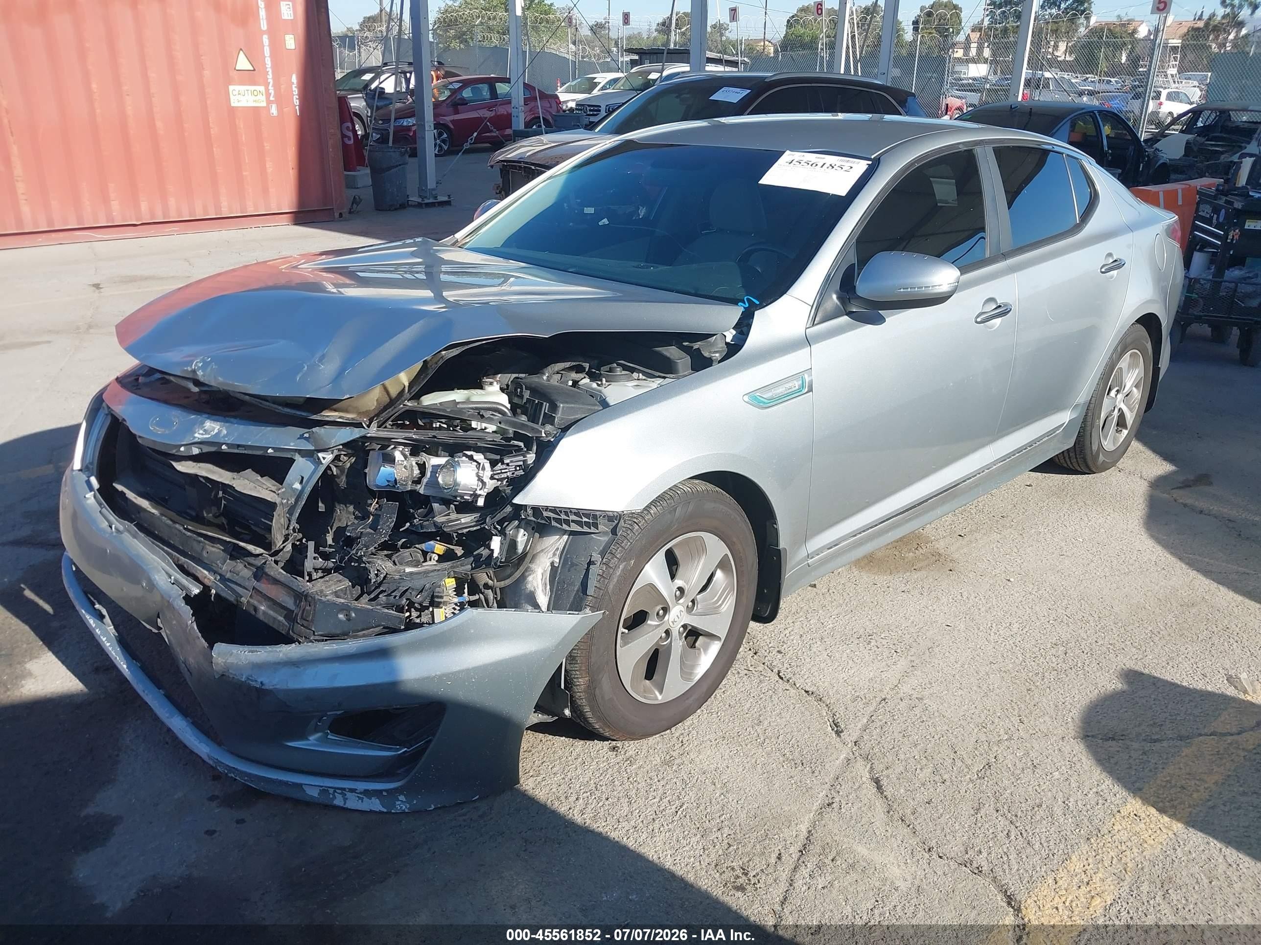 2014 Kia Optima Hybrid Lx Серебряный vin: KNAGM4AD5E5065655