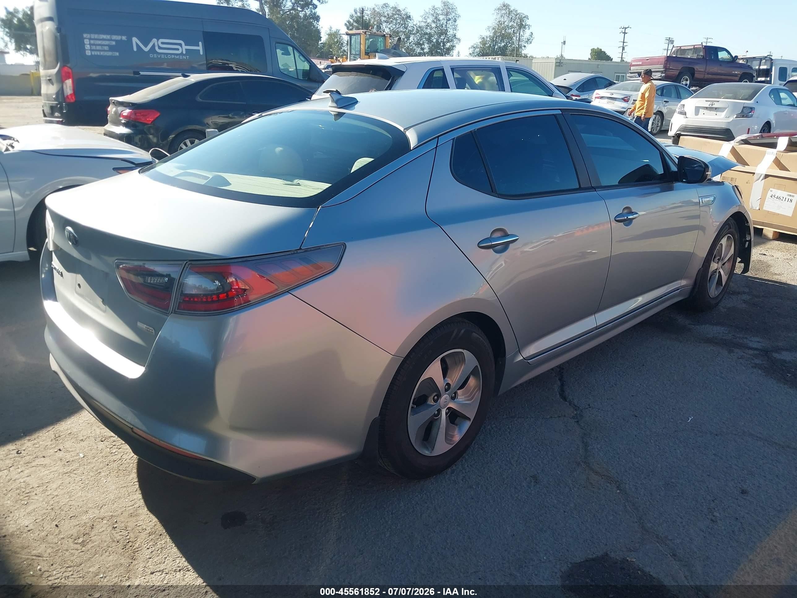 2014 Kia Optima Hybrid Lx Серебряный vin: KNAGM4AD5E5065655