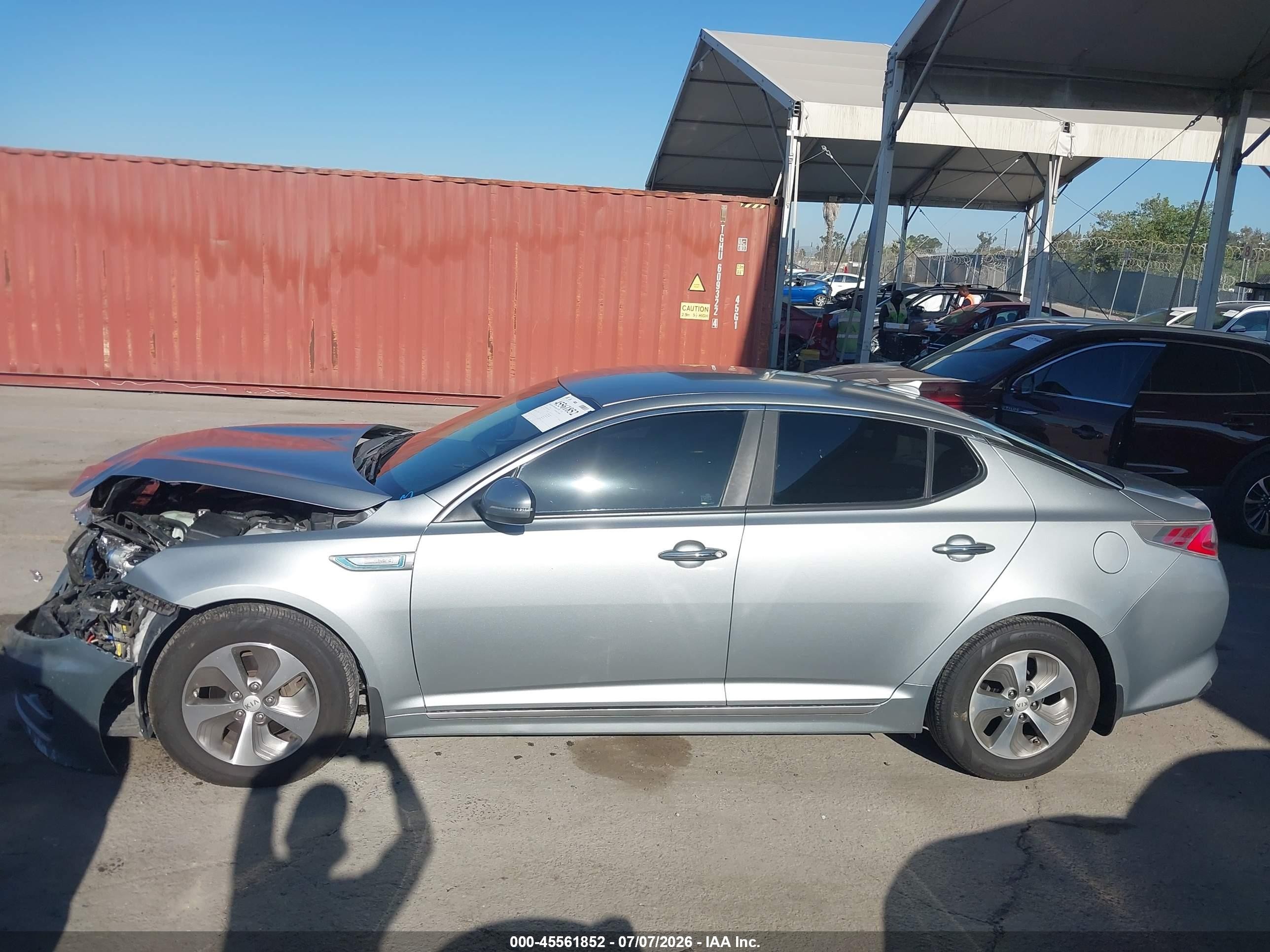 2014 Kia Optima Hybrid Lx Серебряный vin: KNAGM4AD5E5065655