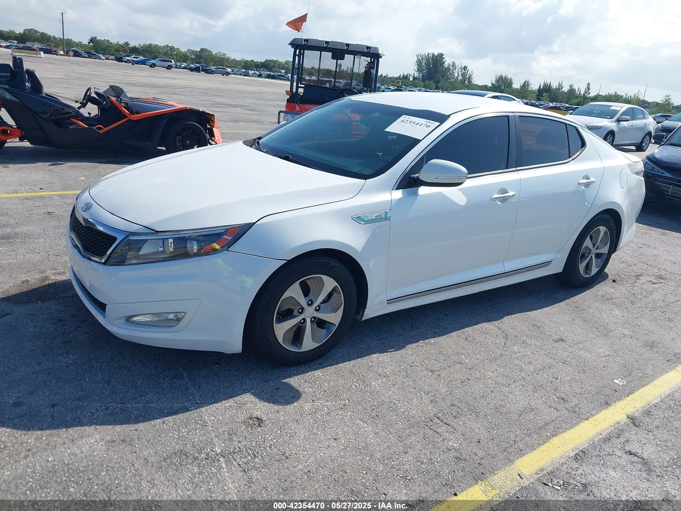 2014 Kia Optima Hybrid Lx White vin: KNAGM4AD5E5070628