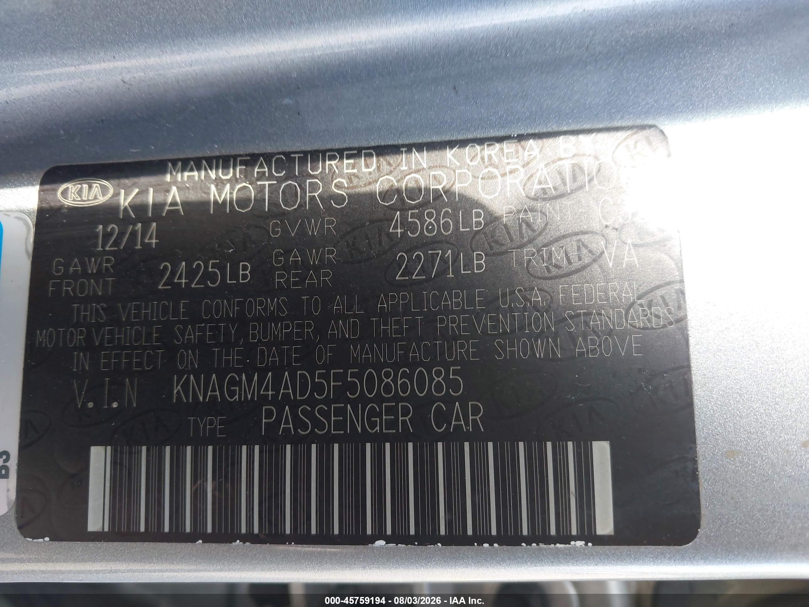 2015 Kia Optima Hybrid   Light Blue vin: KNAGM4AD5F5086085