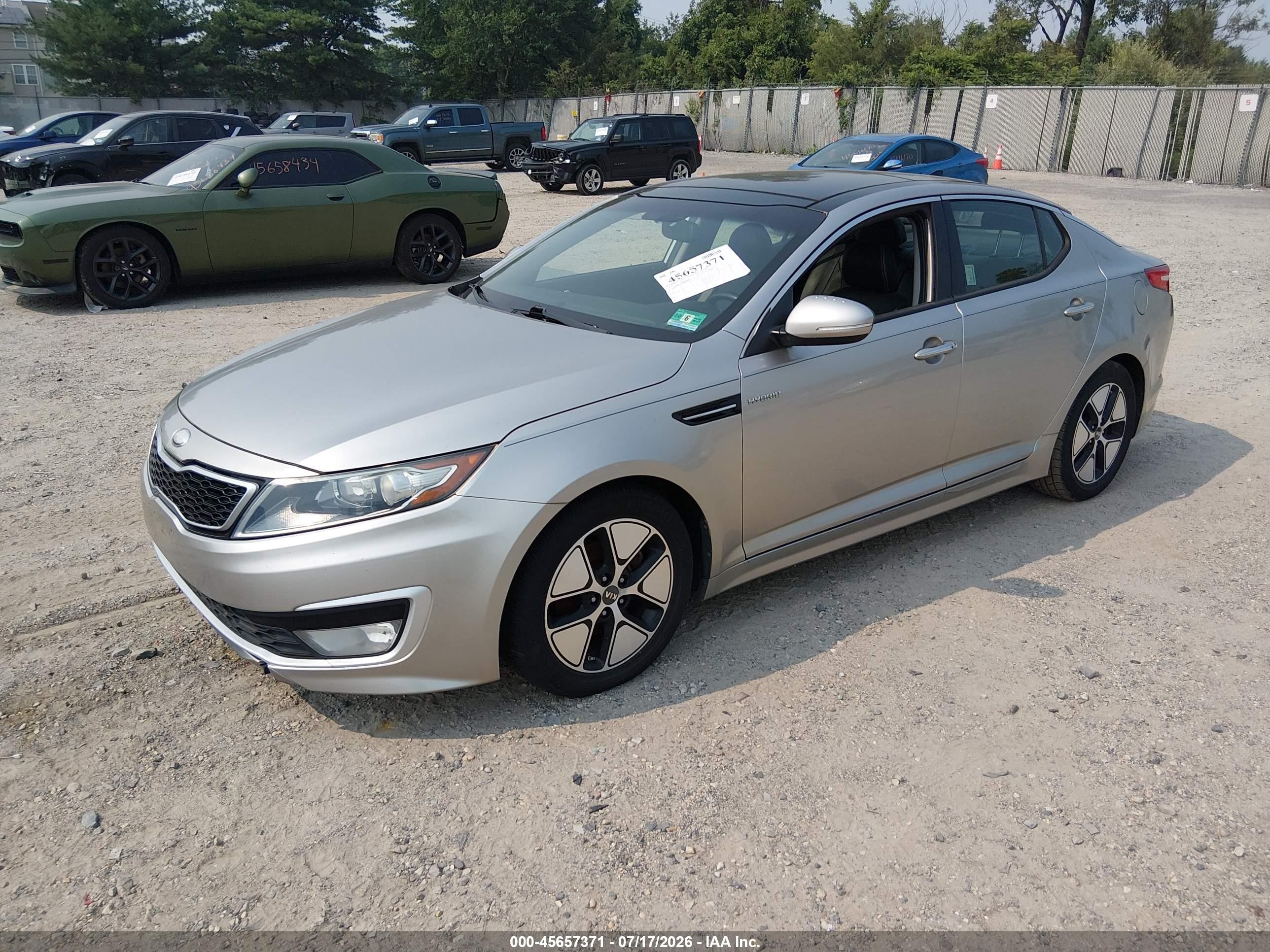 2013 Kia Optima Hybrid Ex Gray vin: KNAGM4AD6D5040469