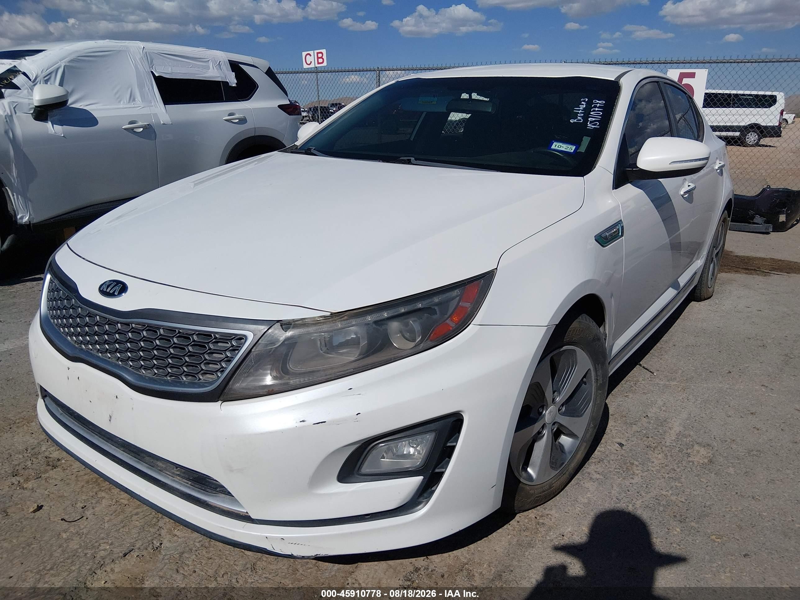 2015 Kia Optima Hybrid White vin: KNAGM4AD7F5089683
