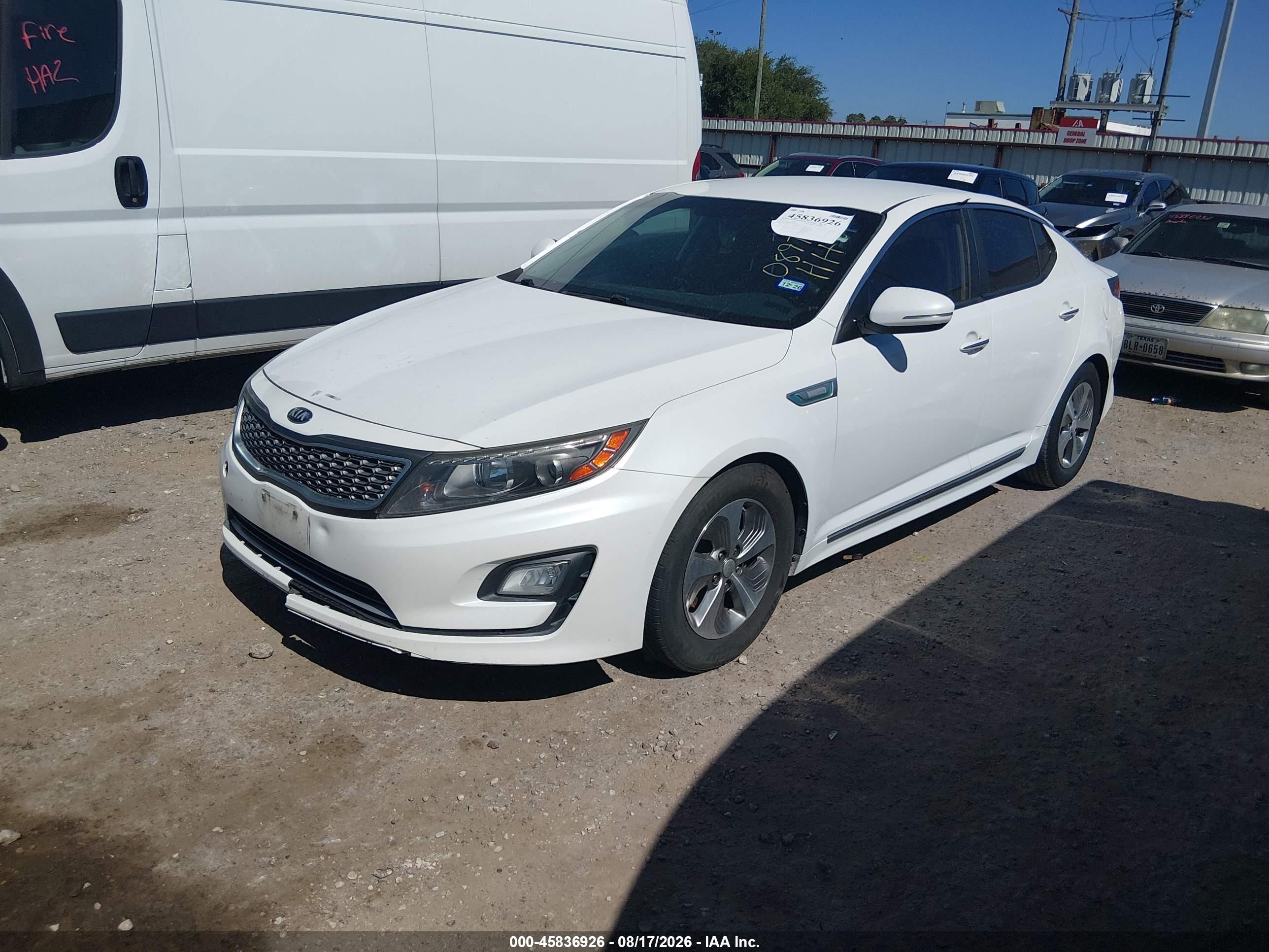 2015 Kia Optima Hybrid   White vin: KNAGM4AD7F5089795